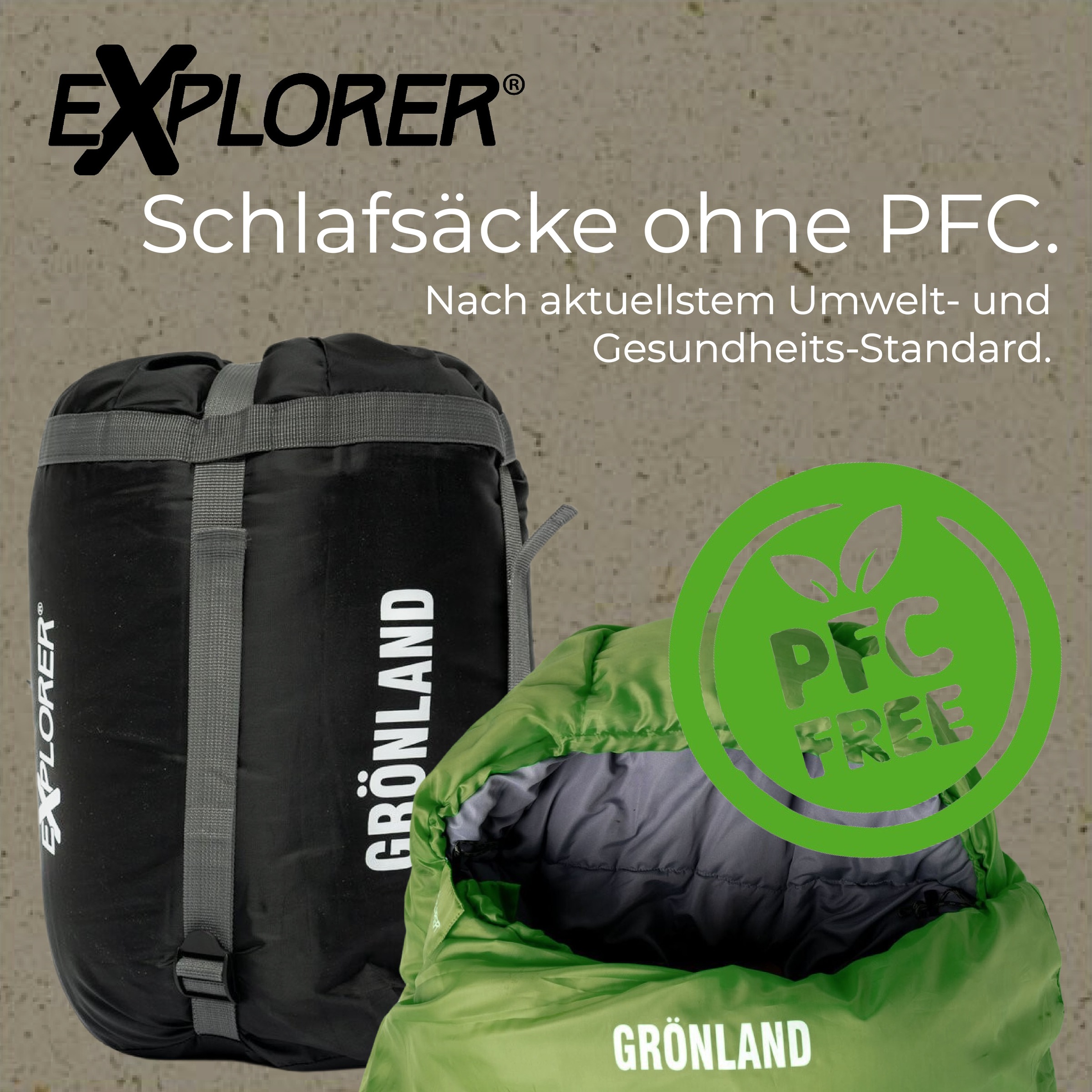 EXPLORER Mumienschlafsack »Grönland Camping Schlafsack 230x82x55cm Outdoor warm«, (+0°C bis -23°C Frühling/Sommer/Herbst/Winter Reise Festival), kombinierbar 1900g