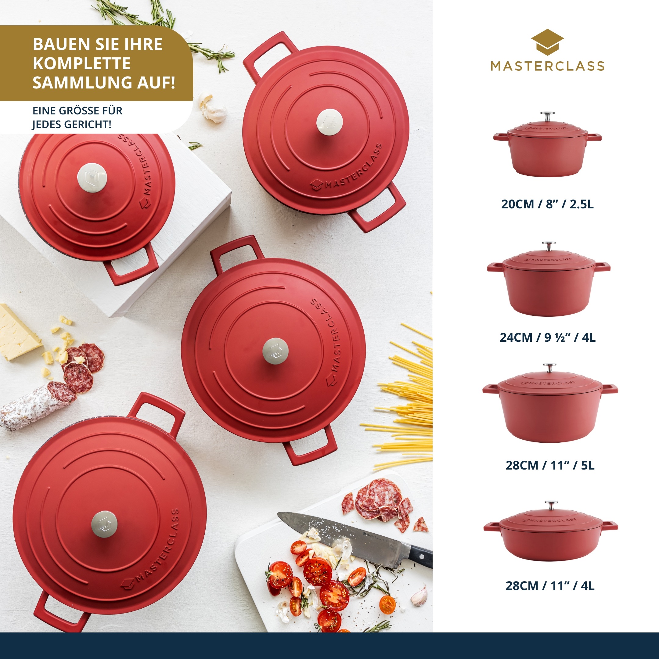 Master Class Kasserolle »MasterClass«, Aluminiumguss, 4 Liter, rund, ultraleicht, kratzfeste Antihaftbeschichtung, Induktion
