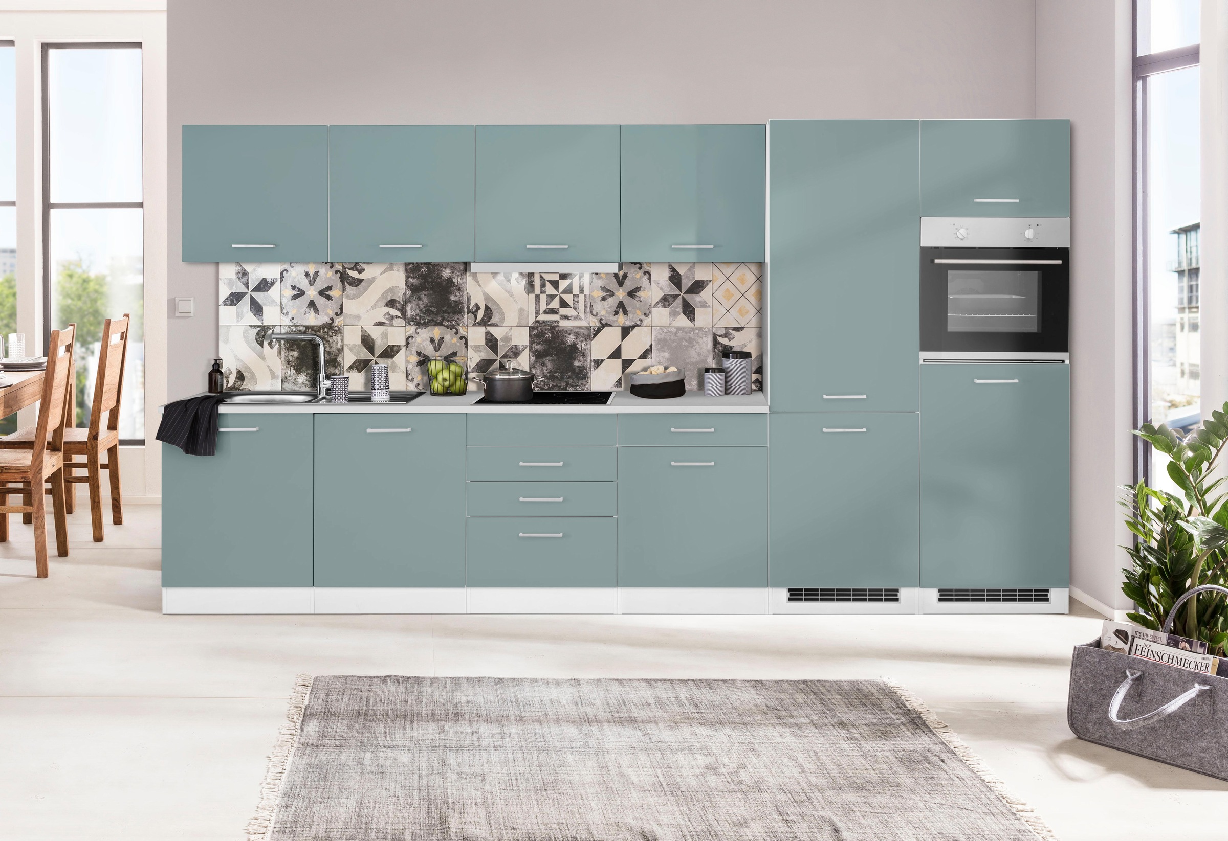 HELD MÖBEL Küchenzeile »Visby«, mit E-Geräten, 330 cm,inkl.  Kühl/Gefrierkombination und Geschirrspüler online kaufen