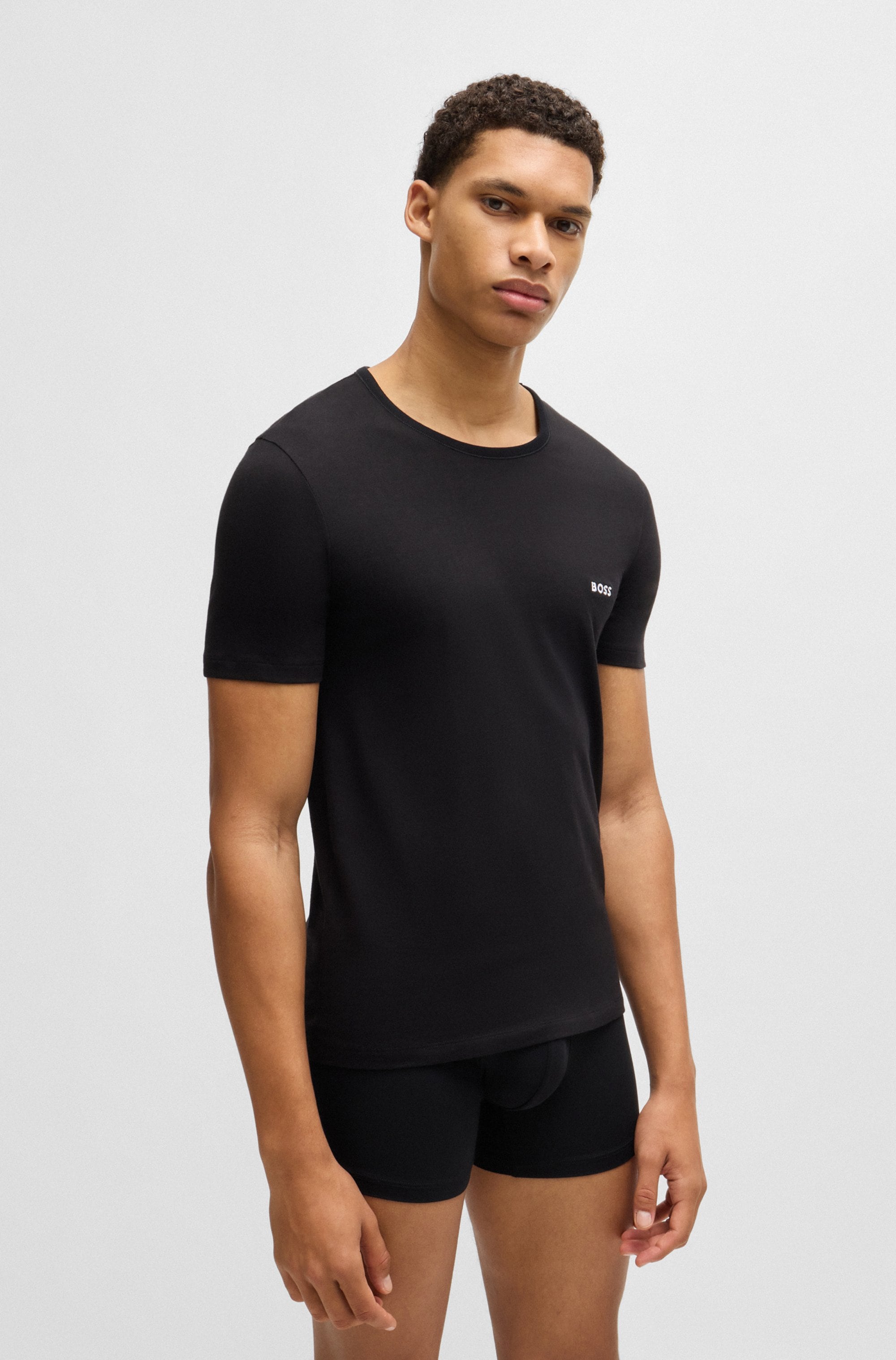 BOSS T-Shirt »TShirtRN 3P Classic«, (Packung, 3 tlg.), mit BOSS Stickerei