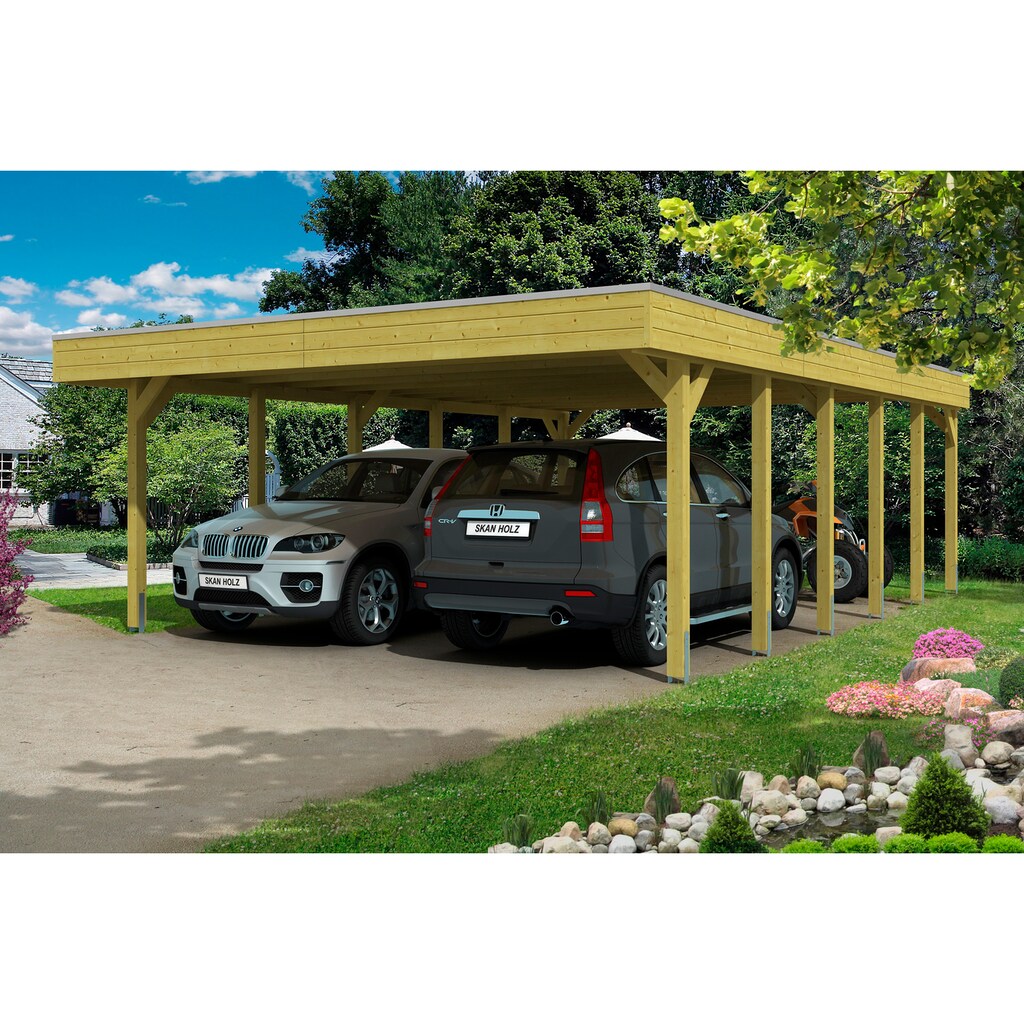 Skanholz Doppelcarport »Friesland«, Holz, 514 cm, grün