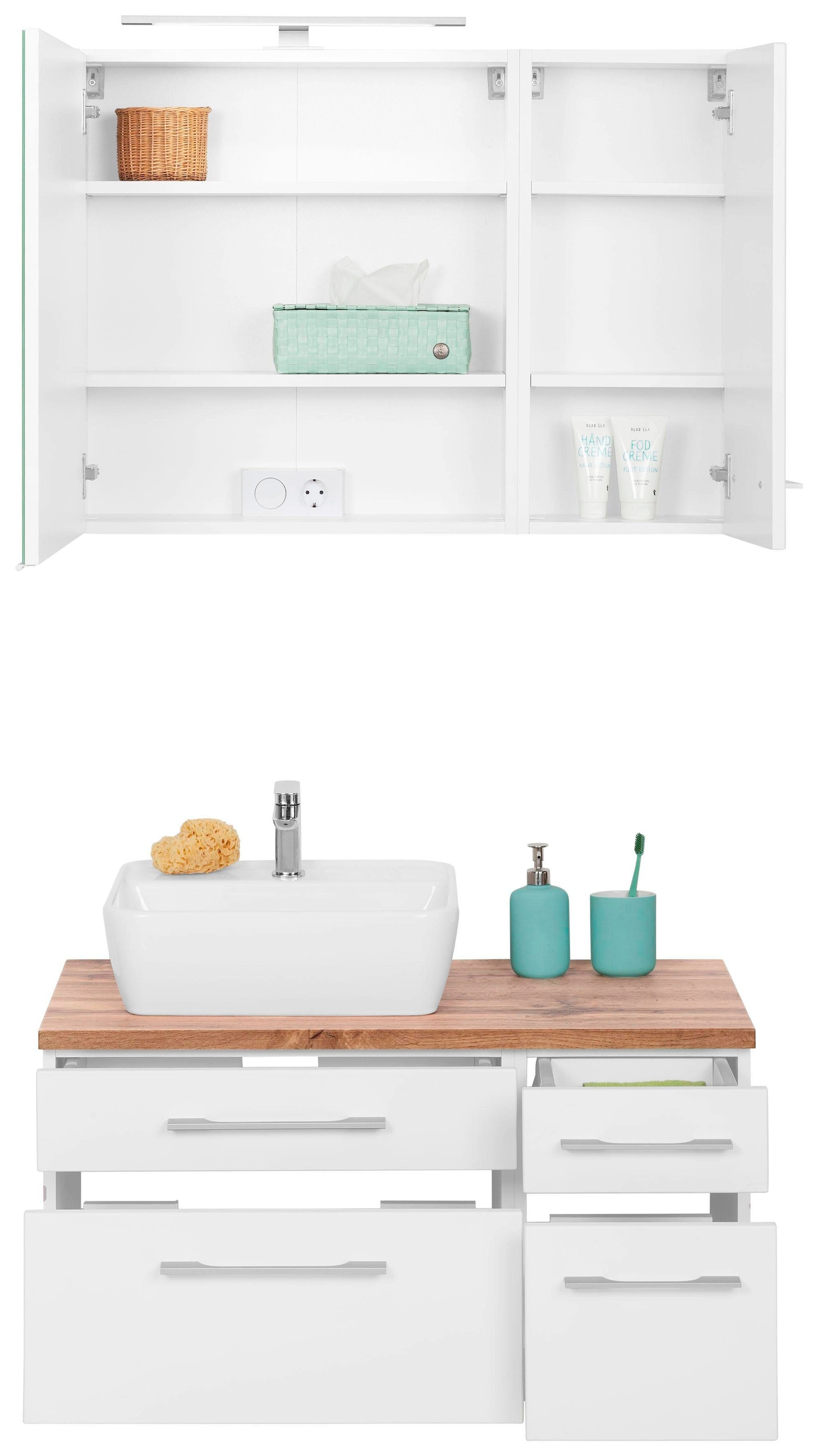 welltime Badmöbel-Set »Davos«, (3 St.), Breite 50 cm, mit extra Regal