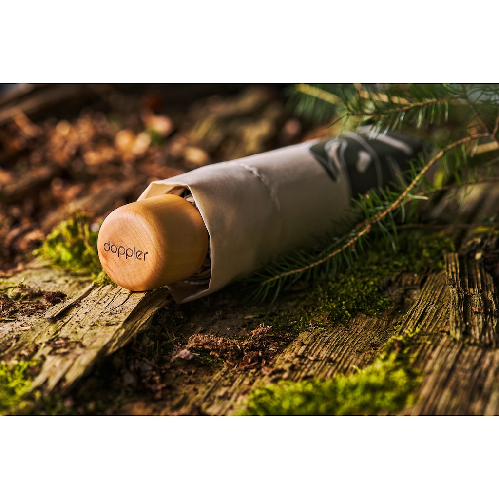 doppler® Taschenregenschirm »nature Mini, choice beige«, aus recyceltem Material mit Griff aus FSC®- schützt Wald - weltweit