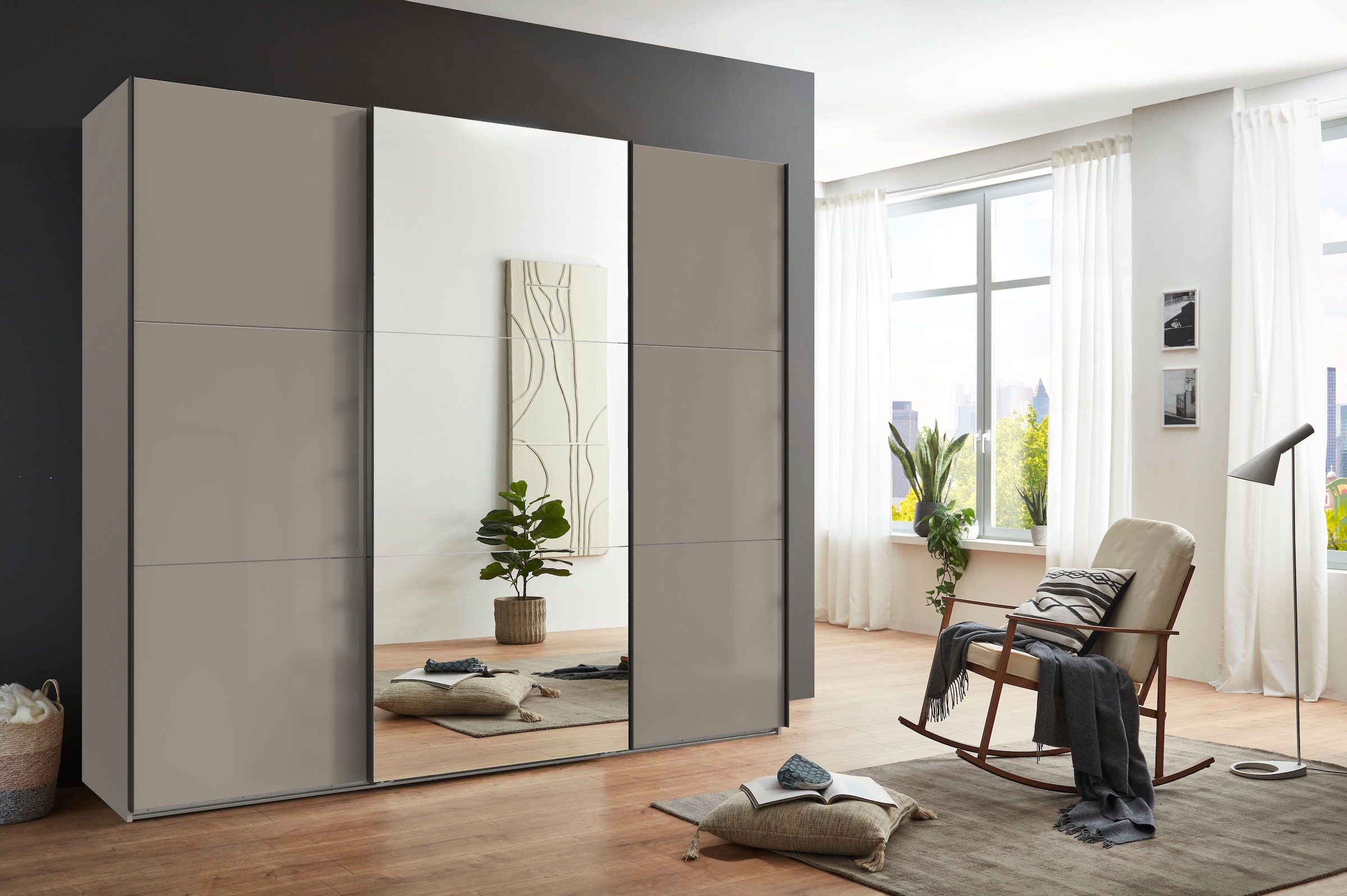 Wimex Kleiderschrank »Indiana by fresh to go, wahlweise mit oder ohne Spiegel«, (INKLUSIVE Innenausstattung und Selbsteinzug für die Türen), große Breiten250 oder 300cm, mit oder ohne Glasfront, Made in Germany