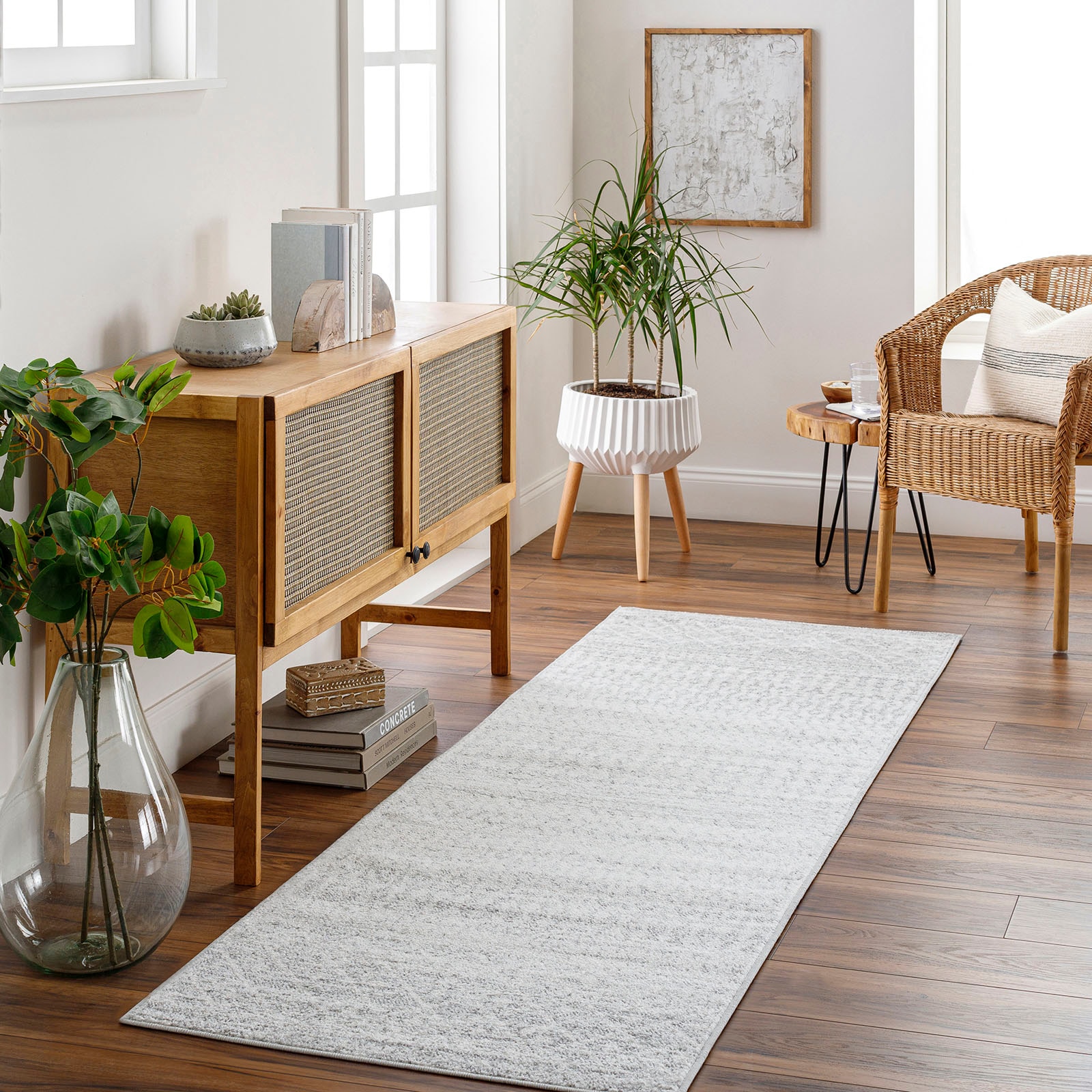 Livabliss Teppich »NICE«, rechteckig, 8 mm Höhe, Skandi Design, Boho Kurzflor Wohnzimmerteppich, Schlafzimmer, Grau