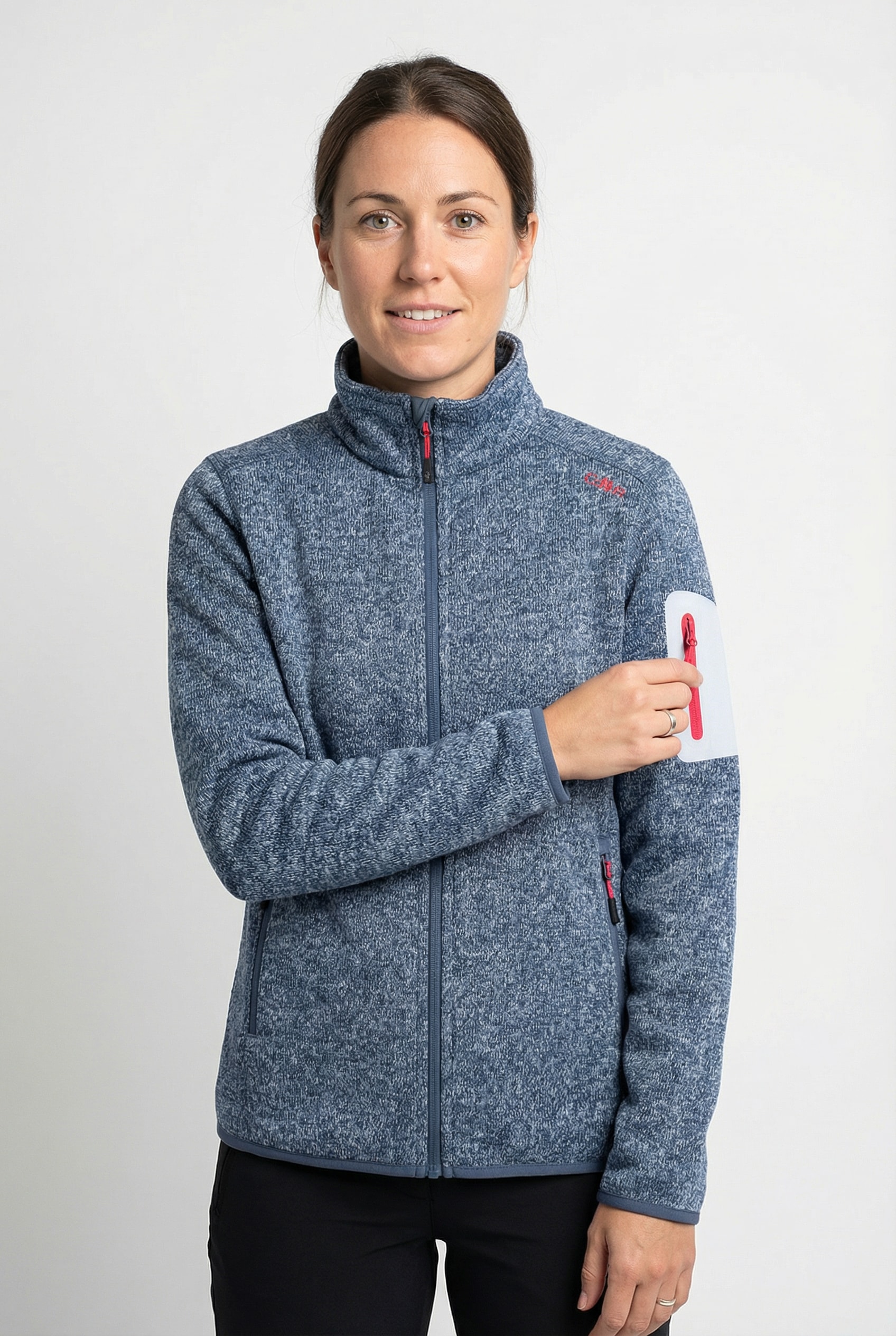 CMP Strickfleecejacke »KNITTED MELANGE FLEECE WOMAN JACKET« mit Reißverschluss, wasserabweisend, windabweisend, wärmeisolierend