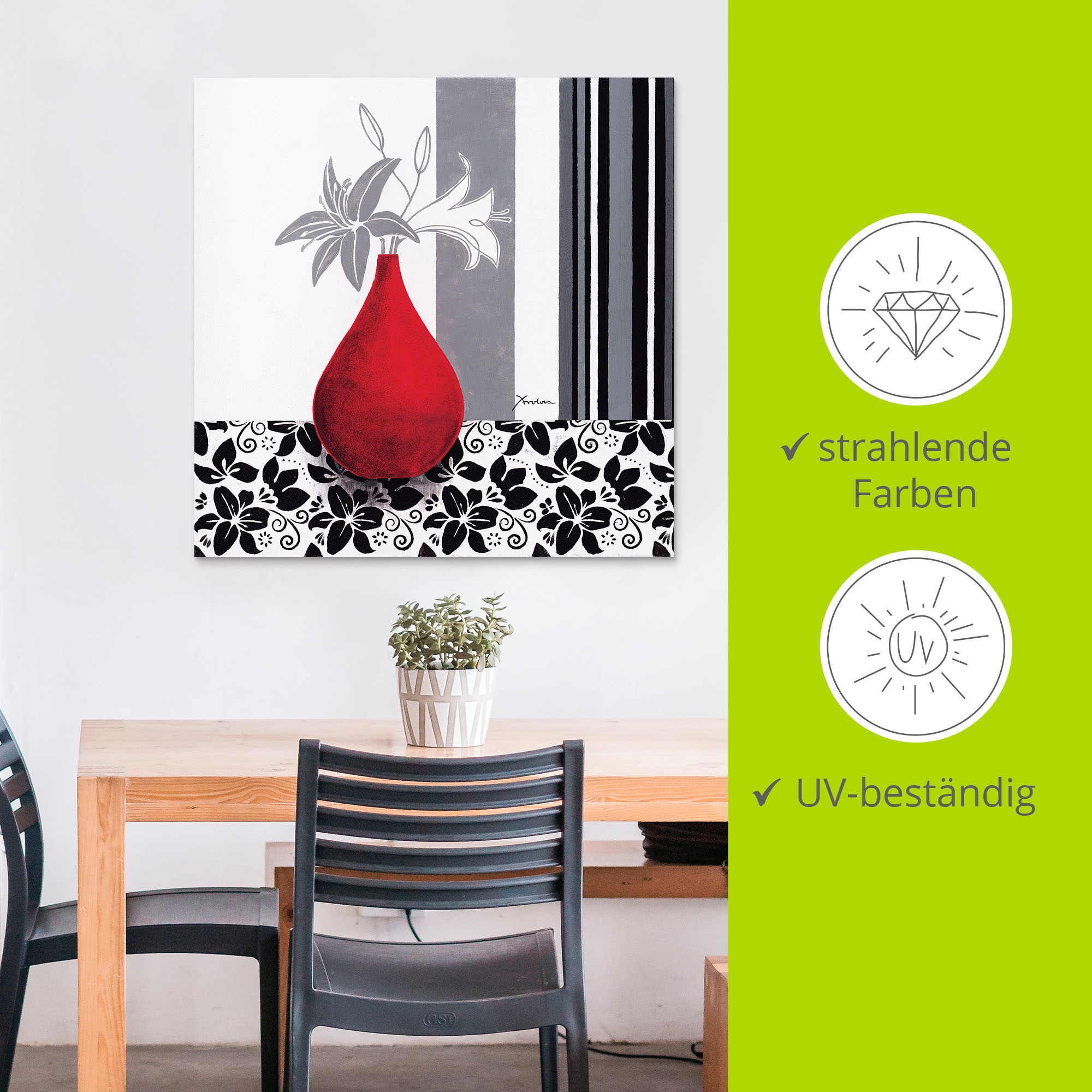 Artland Wandbild »Blumenmuster«, Vasen & Töpfe, (1 St.), als Alubild, Outdoorbild, Poster in verschied. Größen
