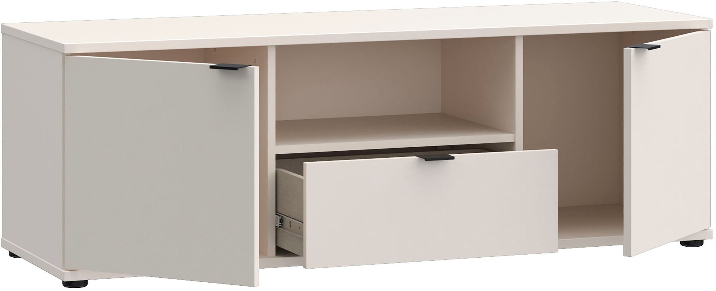 FORTE Lowboard »Ganymede«, (Breite 129,8cm), TV Board, Stauraum, Schublade; Metallgriffe, Kabelführung