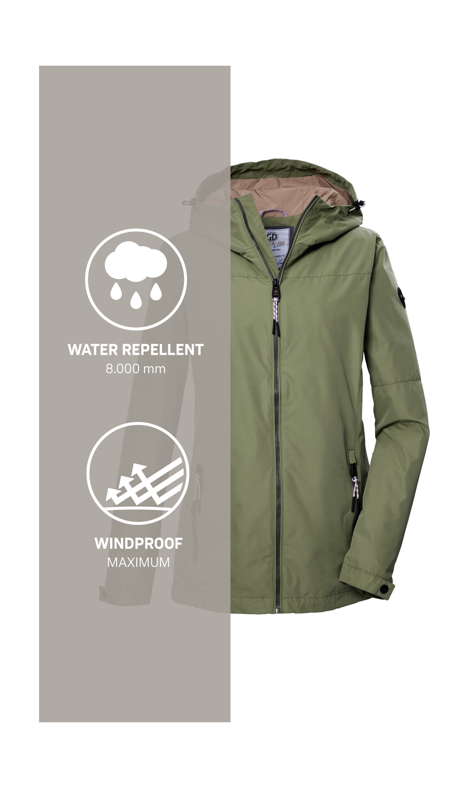 G.I.G.A. DX by killtec Funktionsjacke »GS 71 WMN JCKT« Damenjacke: wasserdicht, winddicht, PFAS-frei, verstellbar, Kapuze