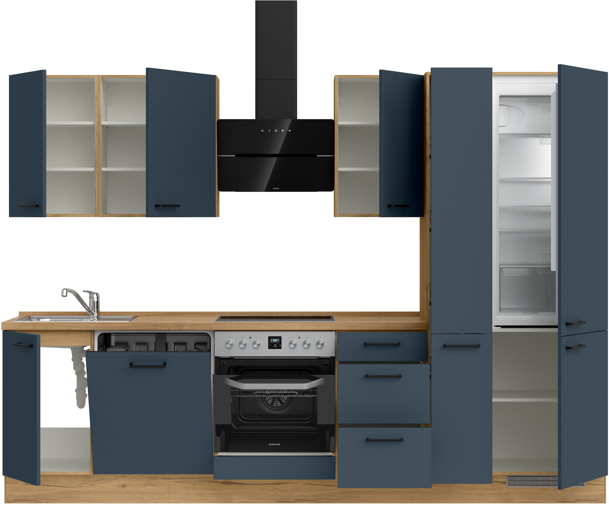 nobilia® Küchenzeile »"Easytouch II"«, vormontiert, Ausrichtung wählbar, Breite 300 cm, wahlw. mit E-Geräten