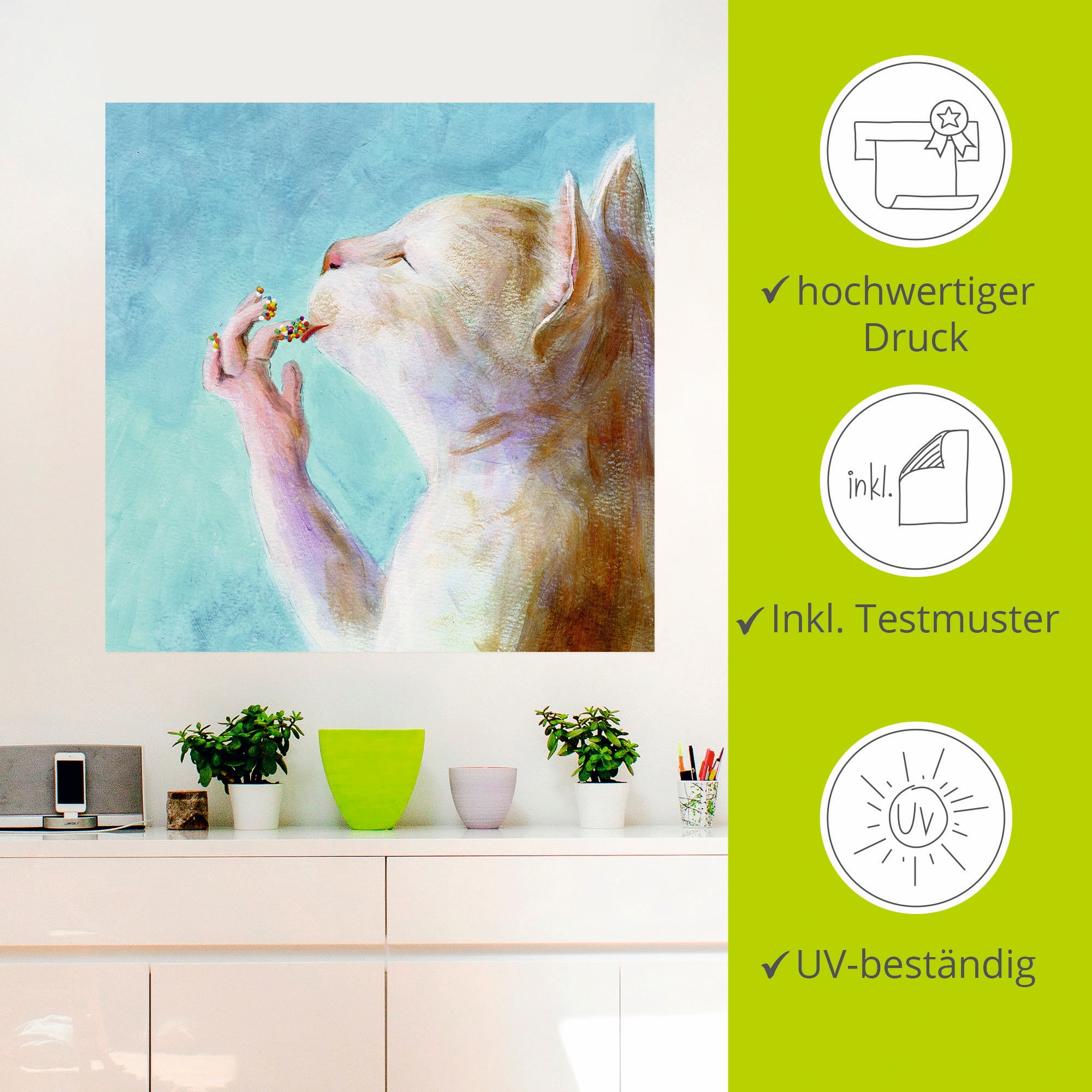 Artland Wandbild »Naschkatze«, Haustiere, (1 St.), als Leinwandbild, Poster, Wandaufkleber in verschied. Größen