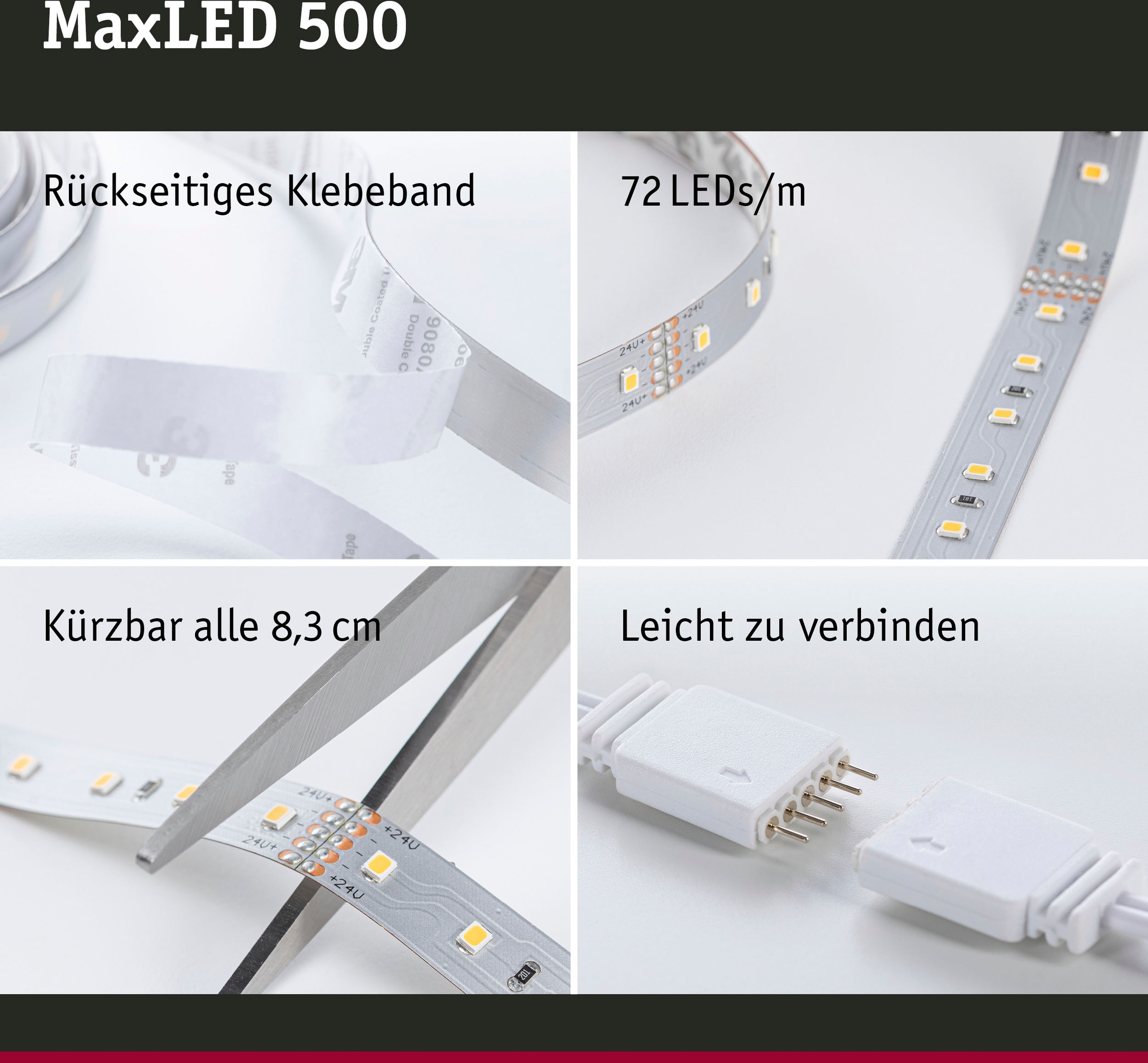 Paulmann LED-Streifen »MaxLED 500 Basisset 3m Tageslichtweiß 18W 1650lm 6500K unbeschichtet«, 1 St.-flammig
