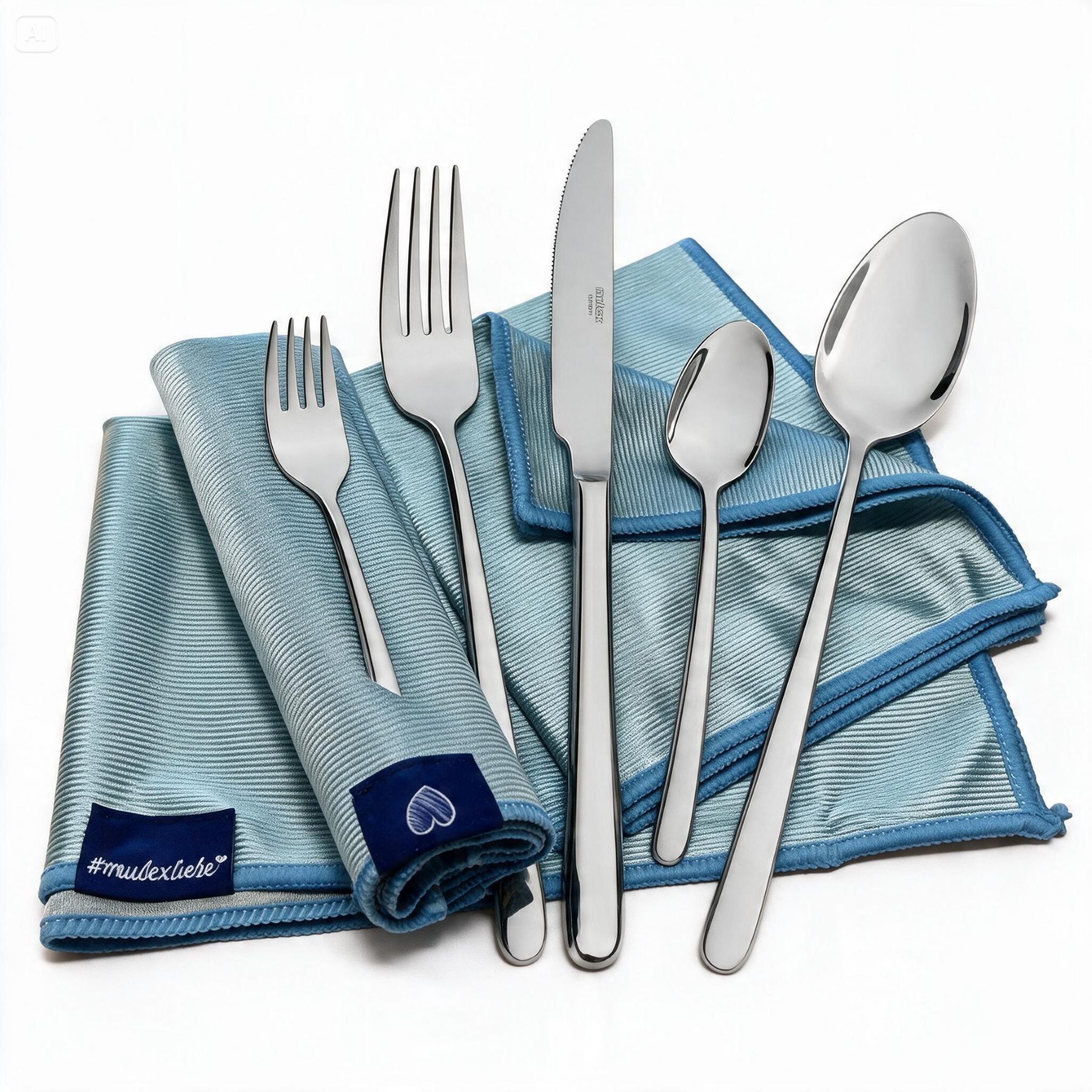 Mulex Besteck-Set »Modica, Besteckset mit 3 Multifunktionstüchern« Zeitlos elegantes Besteck mit schlanker Form und edler Optik