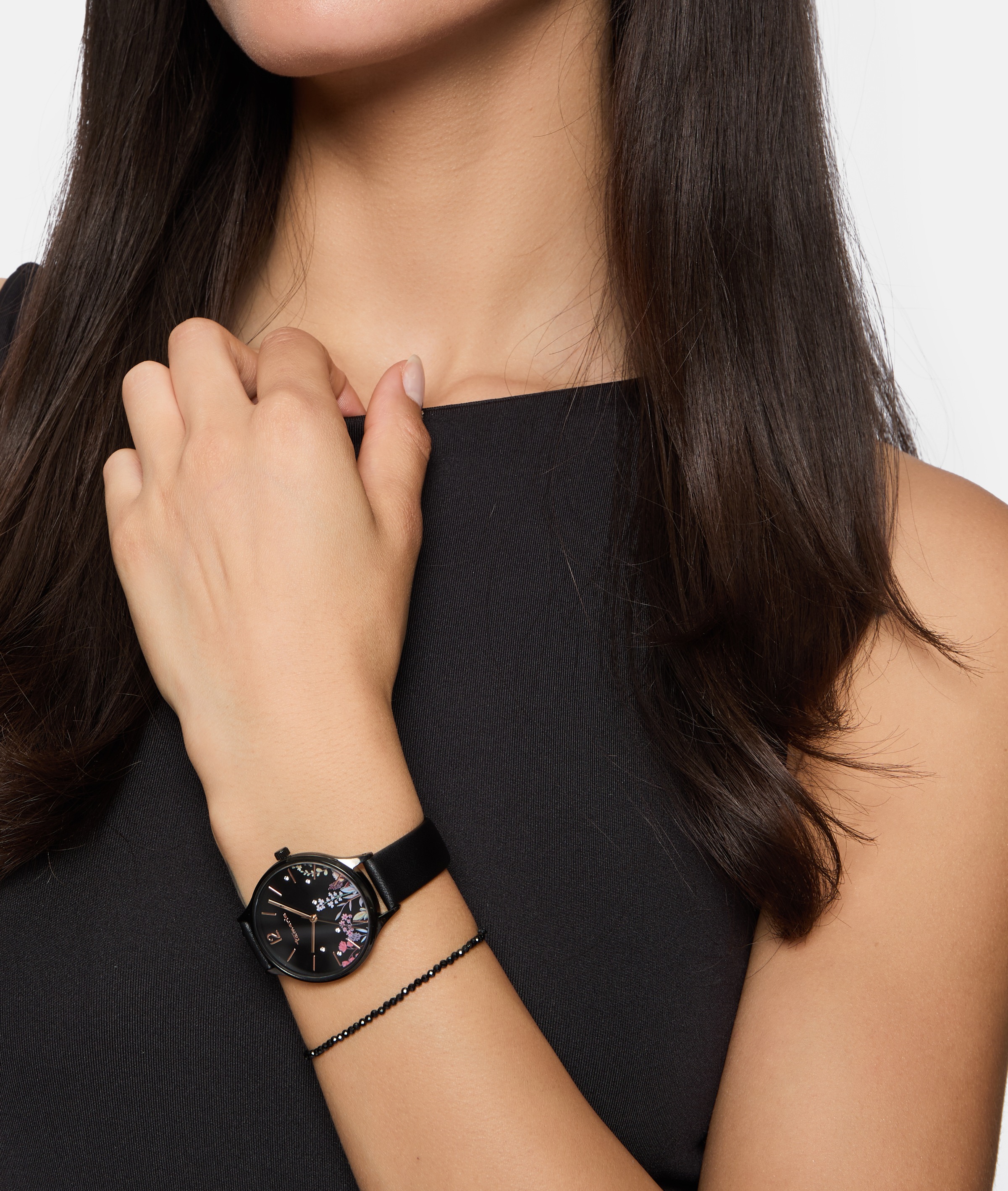 Tamaris Quarzuhr »Romantic Flowers« Armbanduhr, Damenuhr, Lederarmband, analog, Zirkonia (synth.)