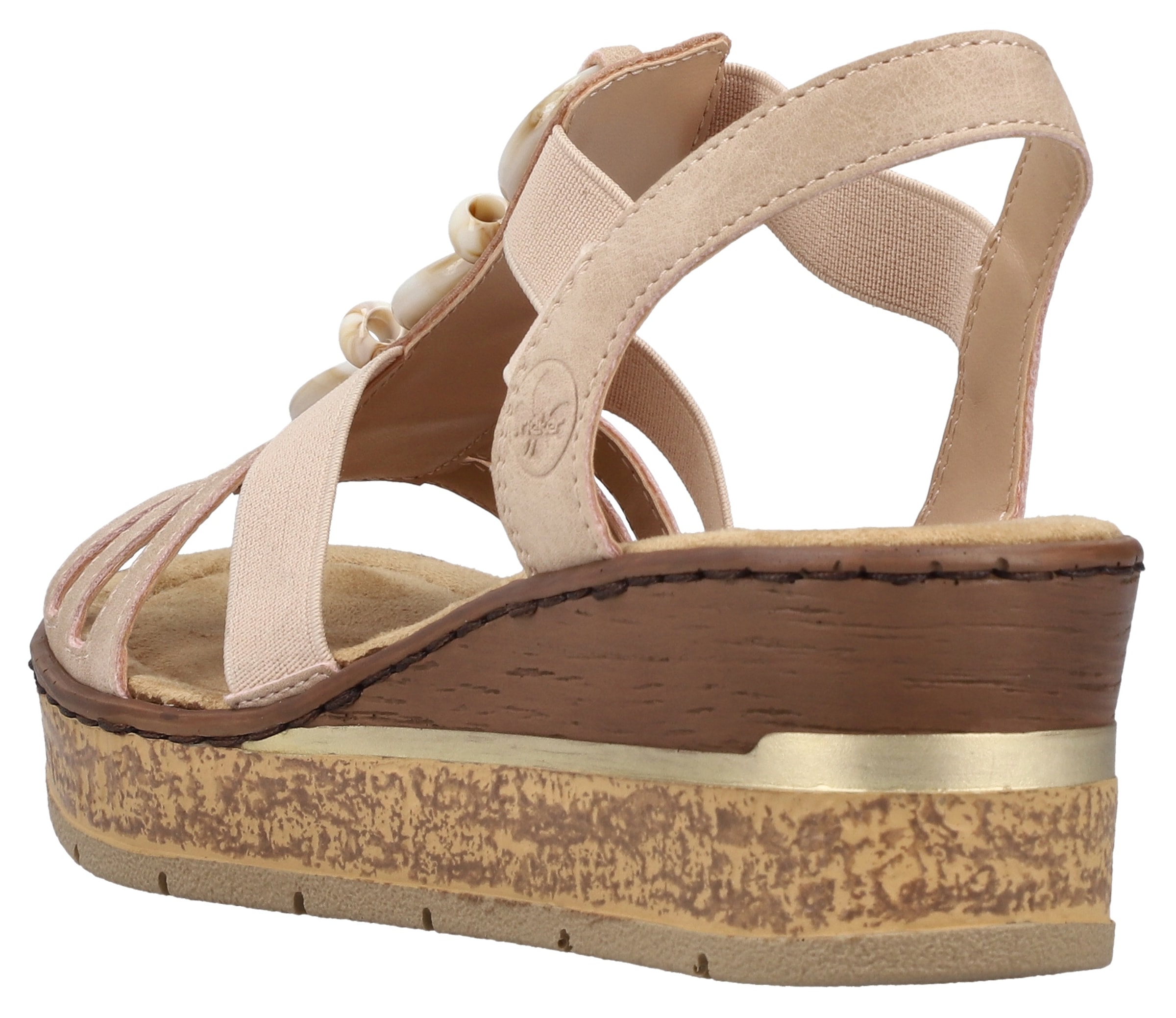 Rieker Keilsandalette  Sommerschuh, Plateausandale, Schlupfschuh mit seitlichen Gummizügen