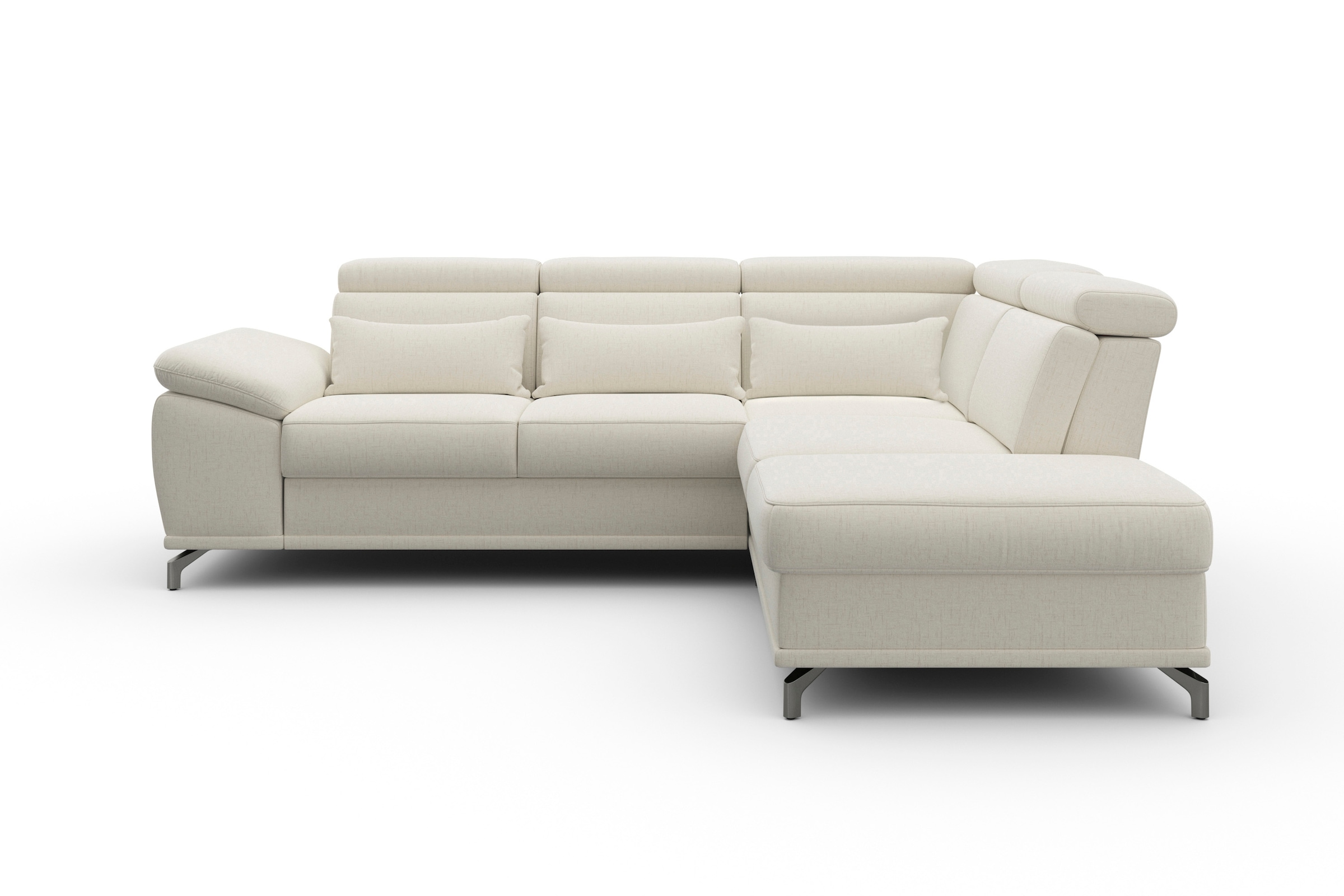sit&more Ecksofa »Cabrio L-Form, mit Sitztiefenverstellung, Arm- und Kopfteilverstellung«, 3 Nierenkissen, Federkern, optional Bettfunktion und Stauraum