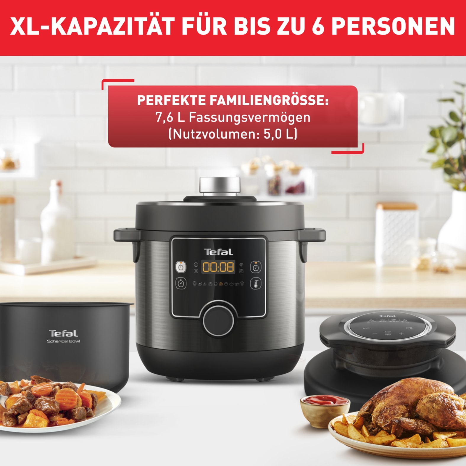 Tefal Multikocher »CY7788 Turbo Cuisine & Fry«, Schnellkochfunktion, 10 aut. Kochprogramme, 4 Extra Crisp Programme