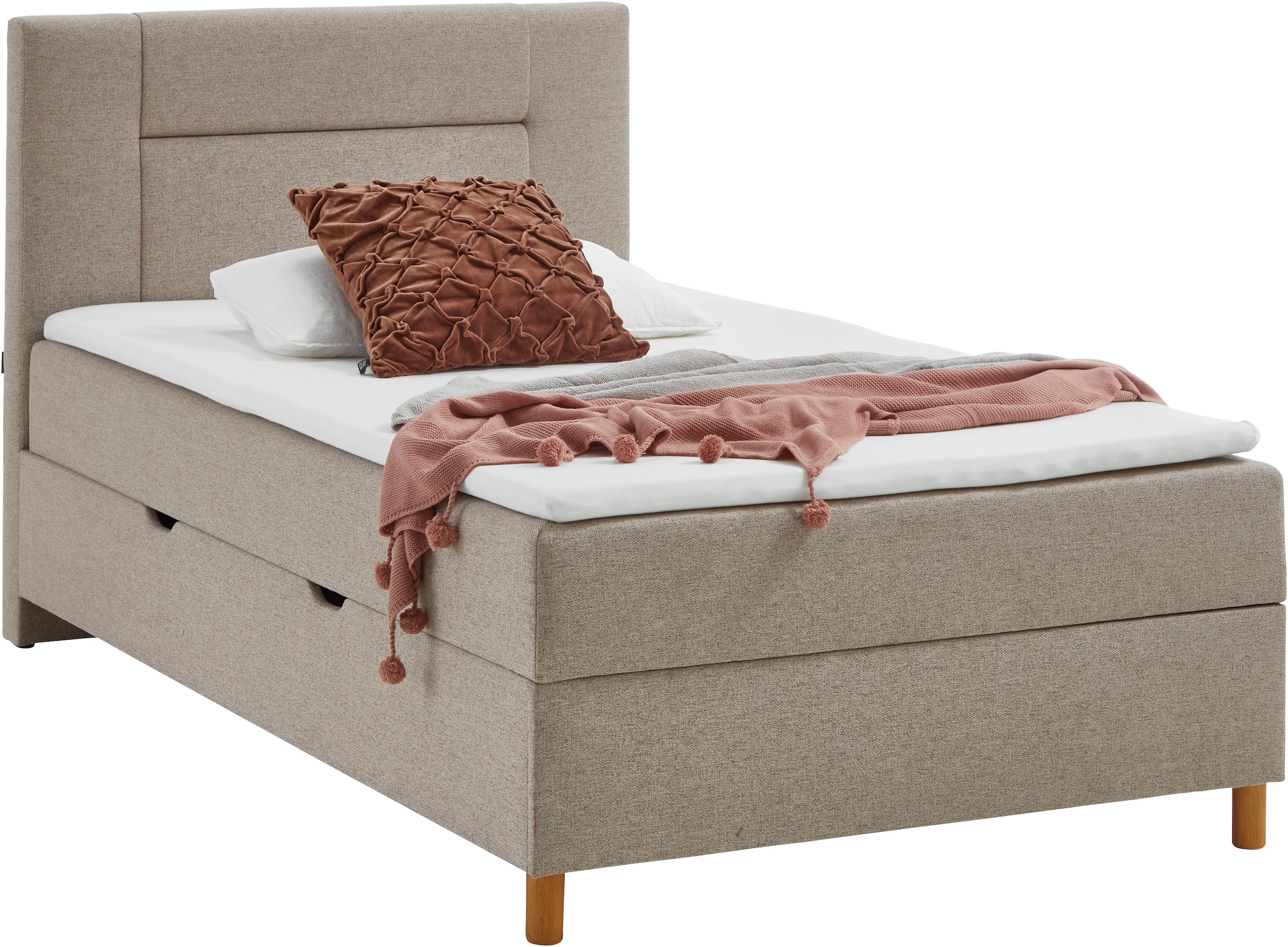 INOSIGN Boxbett »Escalon II, mit Bettkasten, inkl. Topper, mit Holzfüßen«, erhältlich in den Breiten 120x200cm und 180x200cm