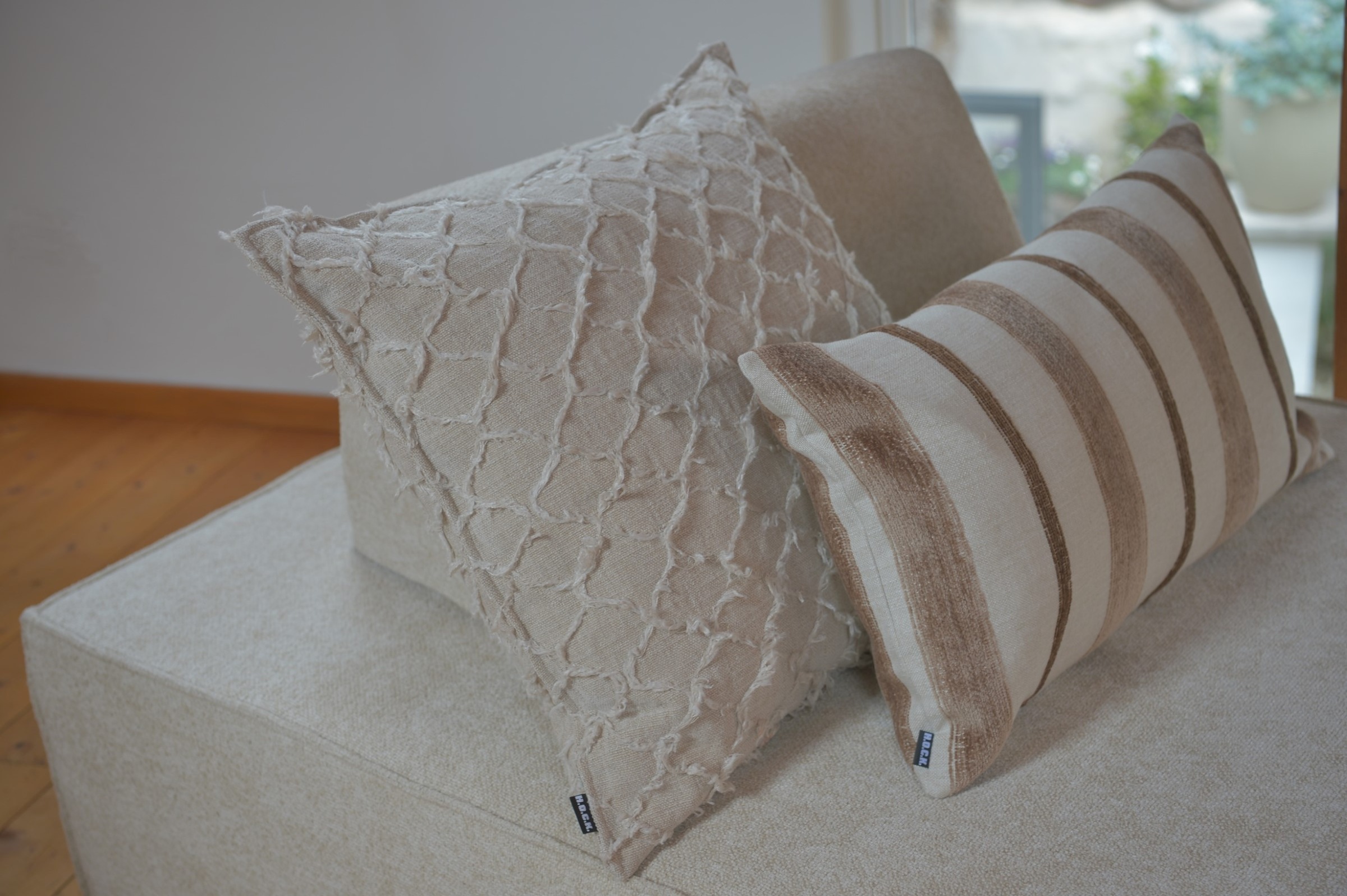 H.O.C.K. Dekokissen »Collin« Sofakissen inkl. Füllung, 70x40cm, Dekokissen Streifen, natur