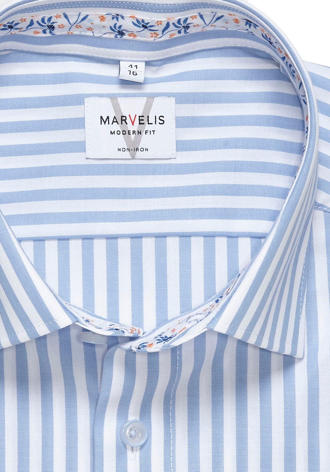 MARVELIS Kurzarmhemd Businesshemd, modern fit, bügelfrei, Kentkragen