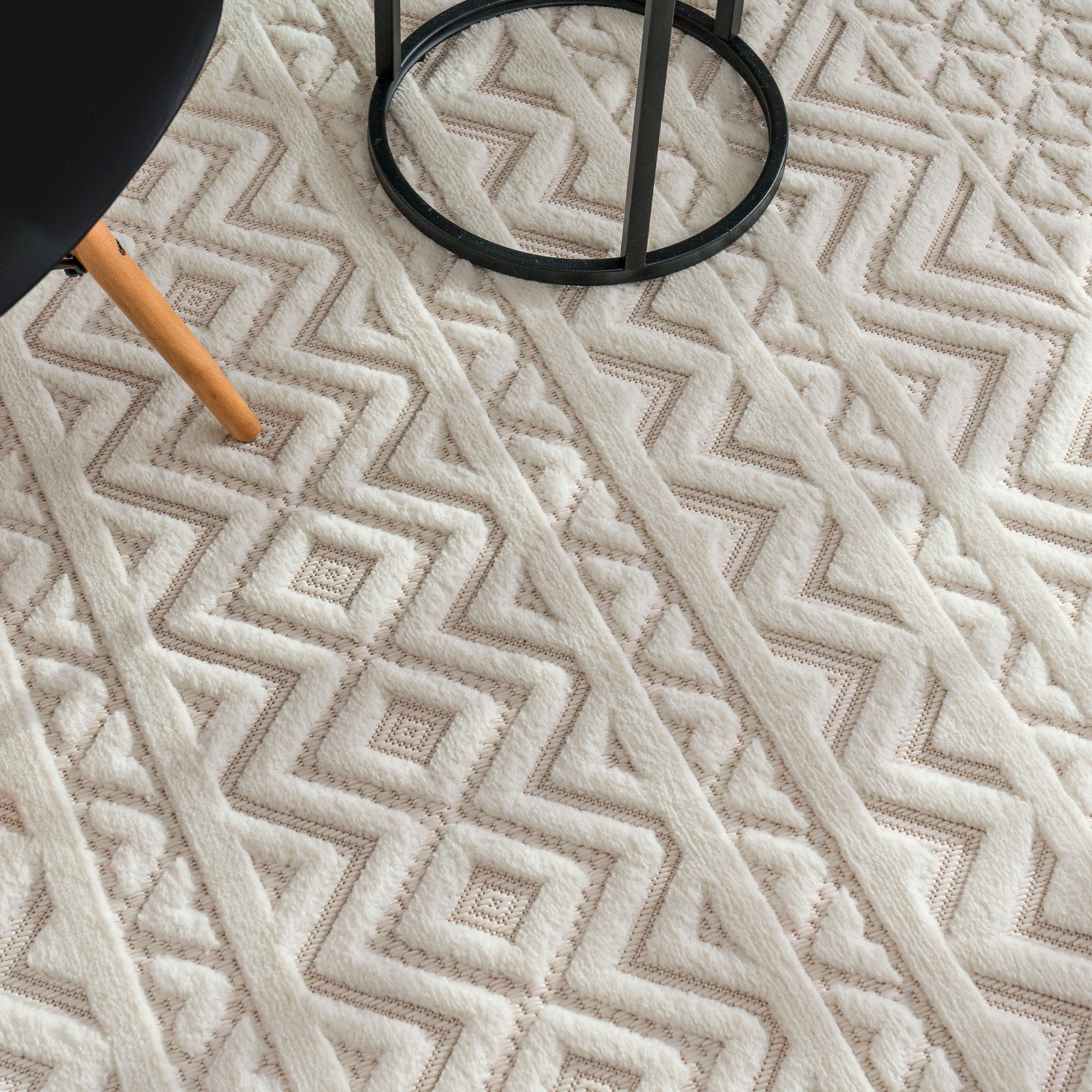 Paco Home Teppich »Livorno Scandi, geeignet schnell rechteckig, Rauten 673«, Effekt, Muster, bequem bestellen und Uni-Farben, Outdoor Hoch-Tief