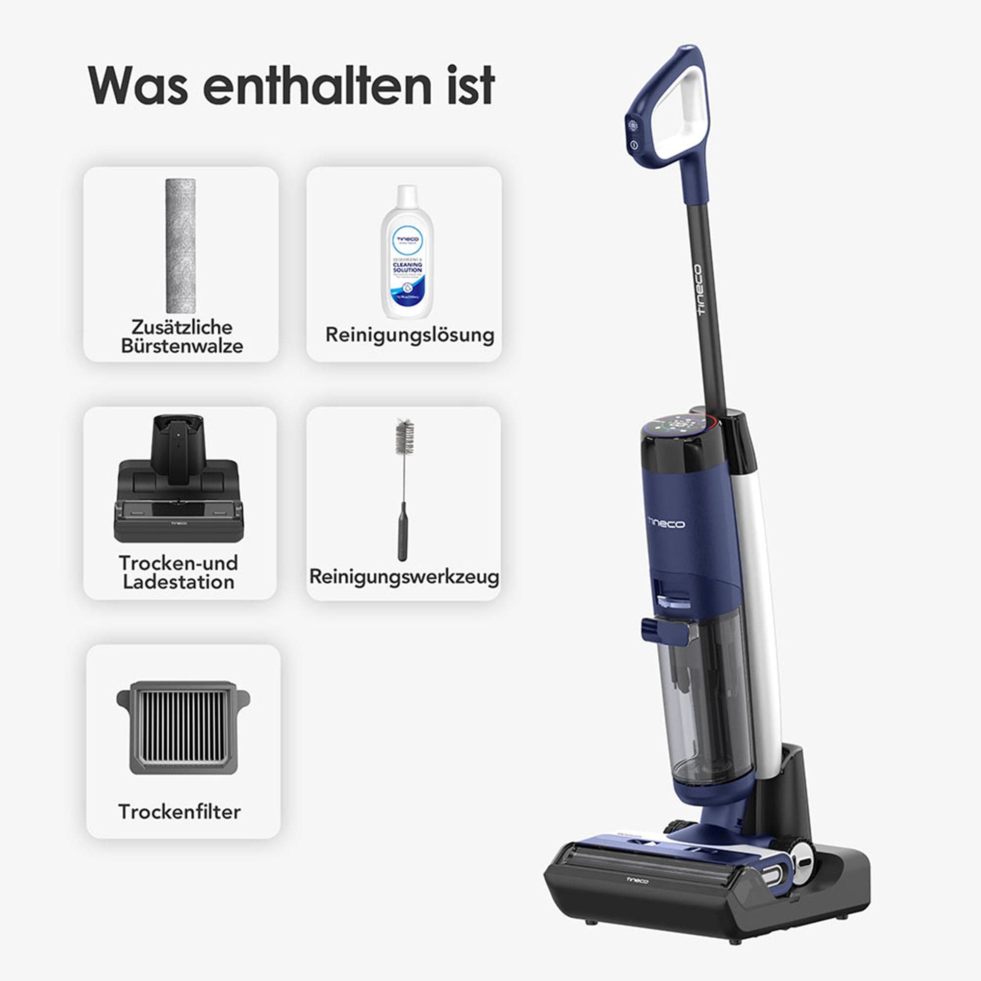 Tineco Nass-Trocken-Sauger »Floor One S7 Flashdry PET, 70° Grad Heißluft-Trocknung, 40 Min Akku,«, beidseitige Kantenreinigung, automatische Anpassung der Saugleistung