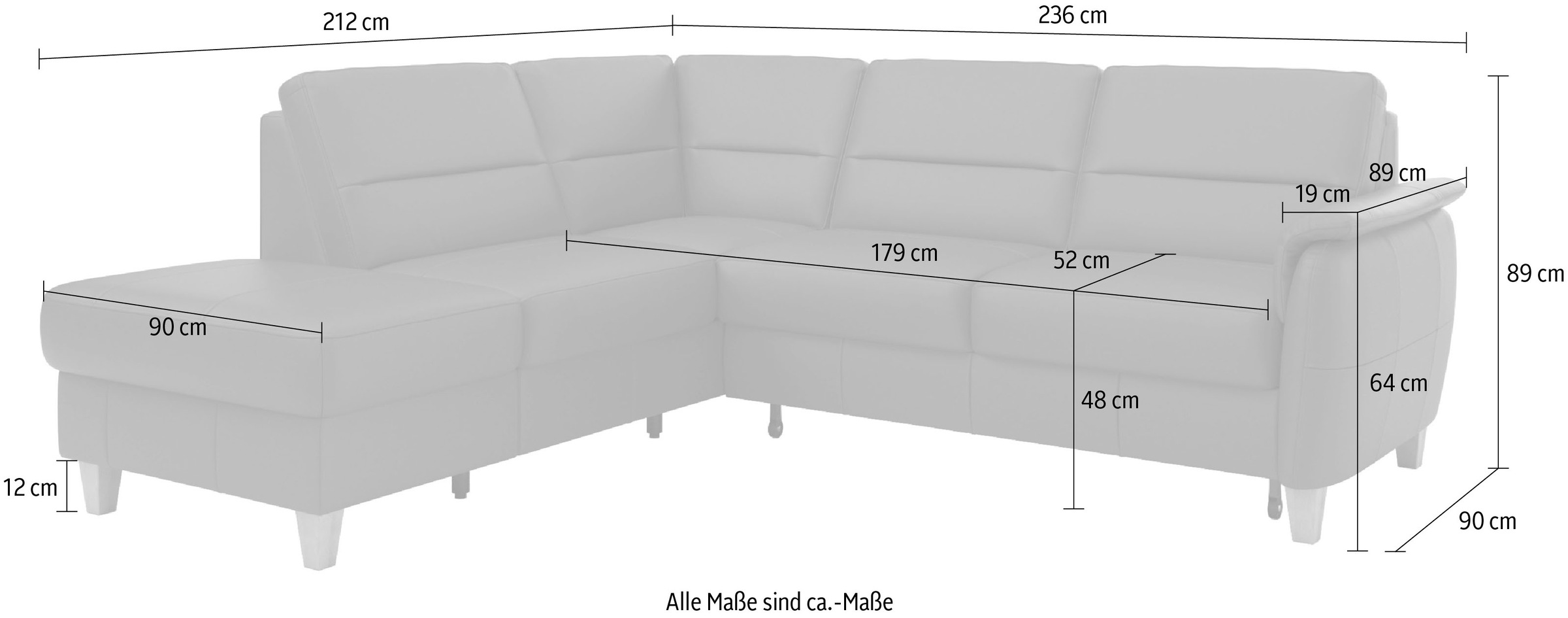 Home affaire Ecksofa »Palmera L-Form«, Federkern, wahlweise mit Bettfunktion und mit/ohne Stauraum