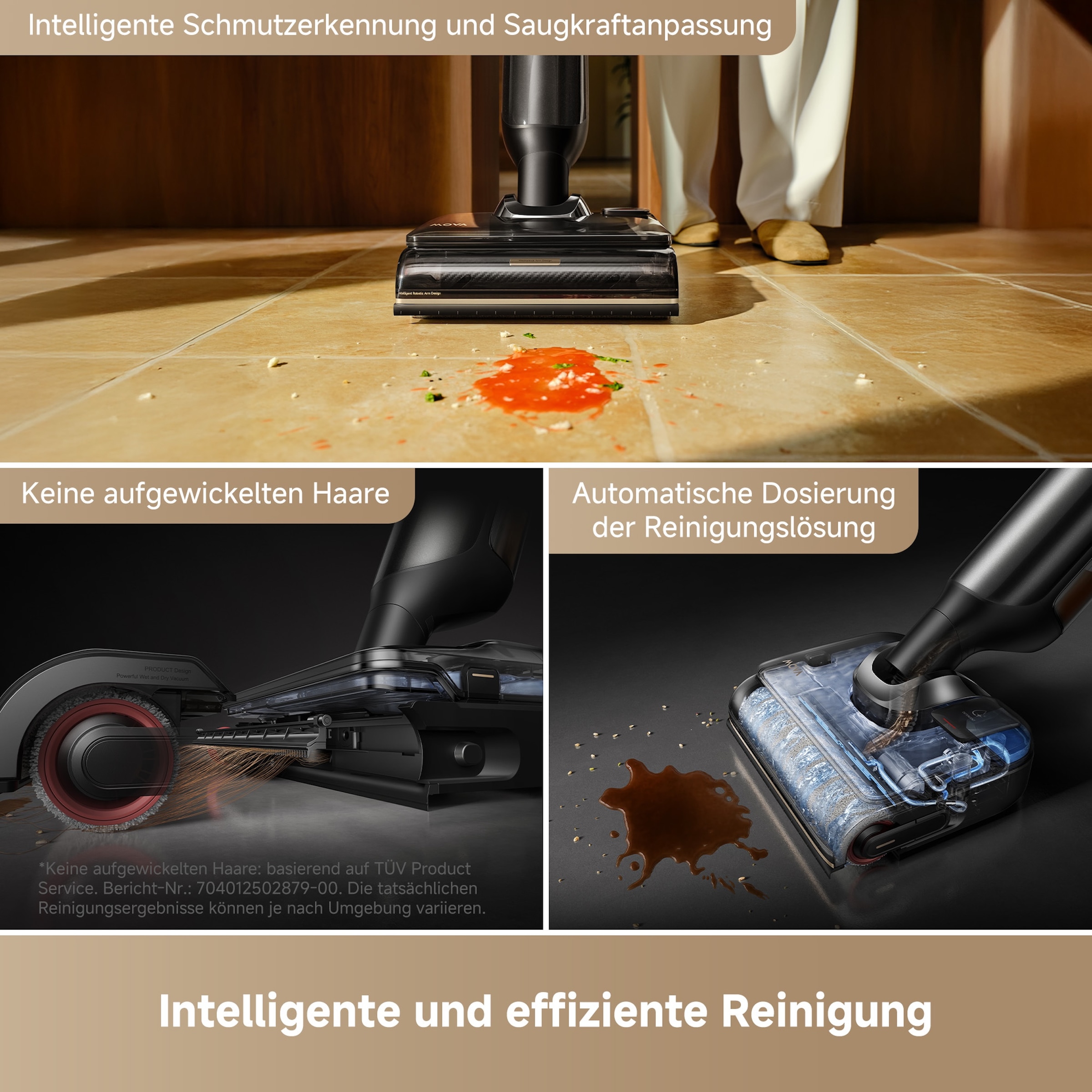 Mova Nass-Trocken-Sauger »M50 Ultra, KI-Reinigung,« Klappbares 180°-Design, selbstreinigende Bürste, 22.000Pa Saugkraft