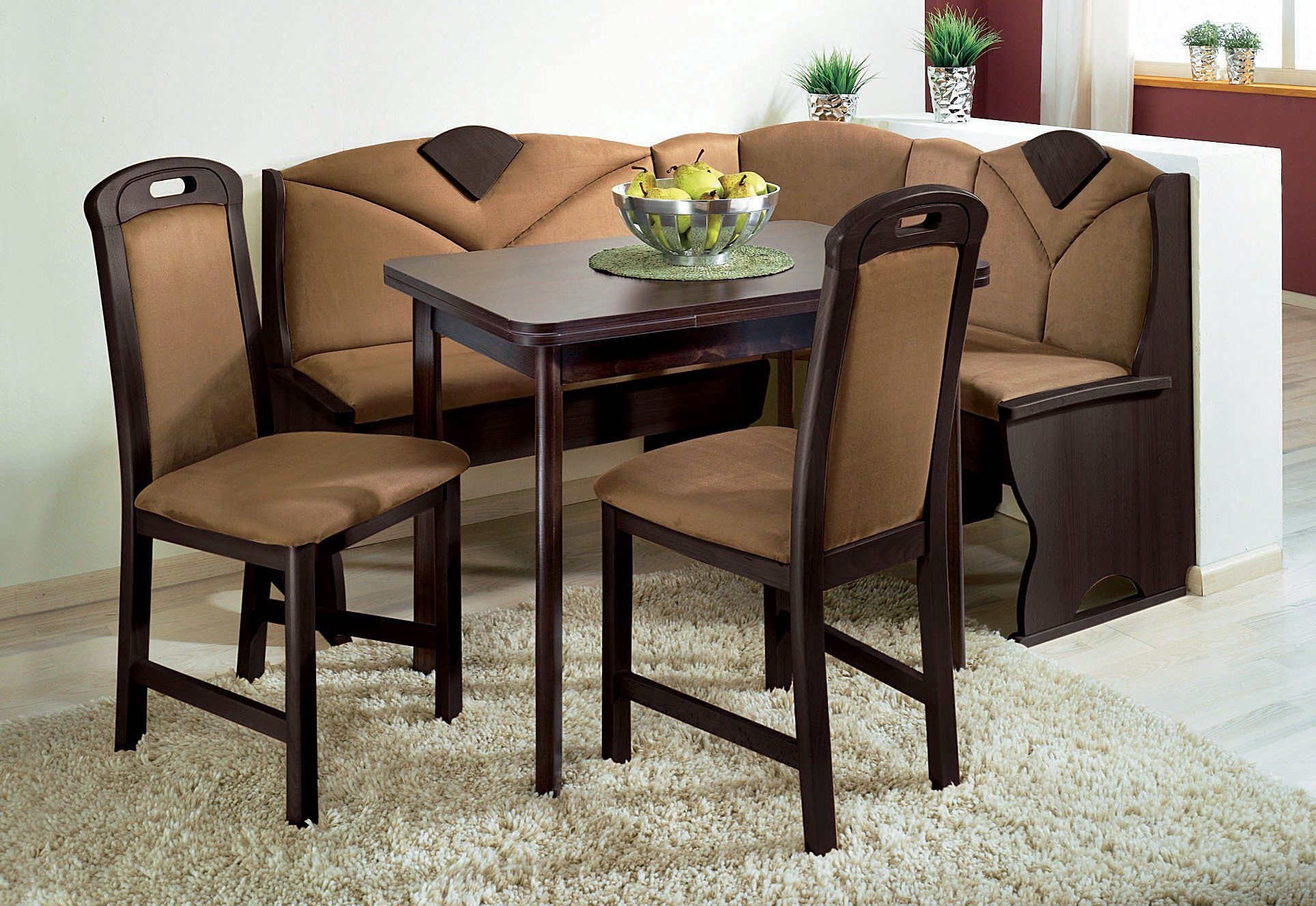 HOME AFFAIRE Eckbankgruppe Set, 4 Stk. tlg. ca. 161/121 cm wenge/cappuccino +