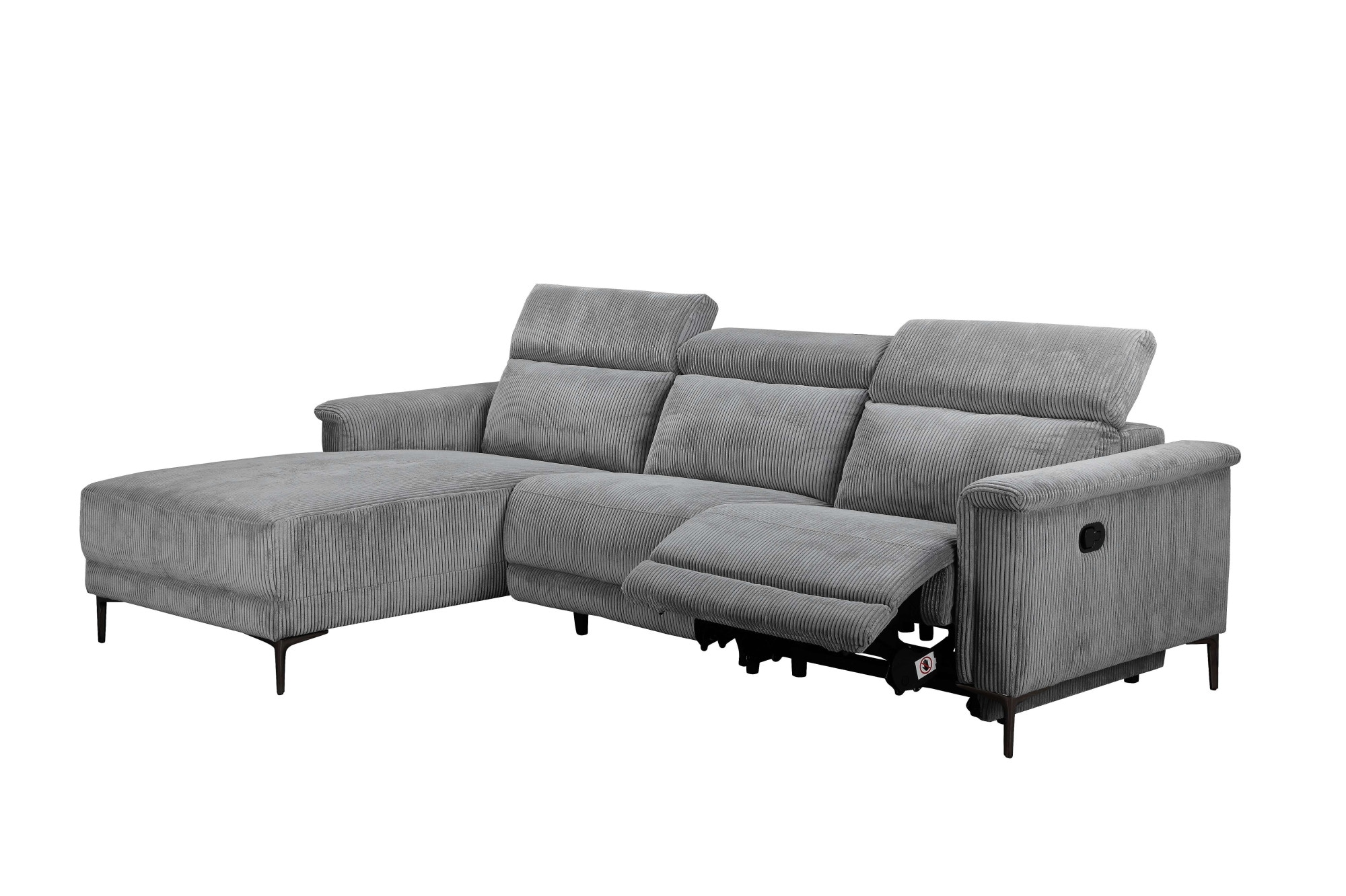 Places of Style Ecksofa »Lund in Cord, L-Form, 261 cm, manuelle und elektr. Relaxfunktion,«, USB-A und Kopfteilverstellung