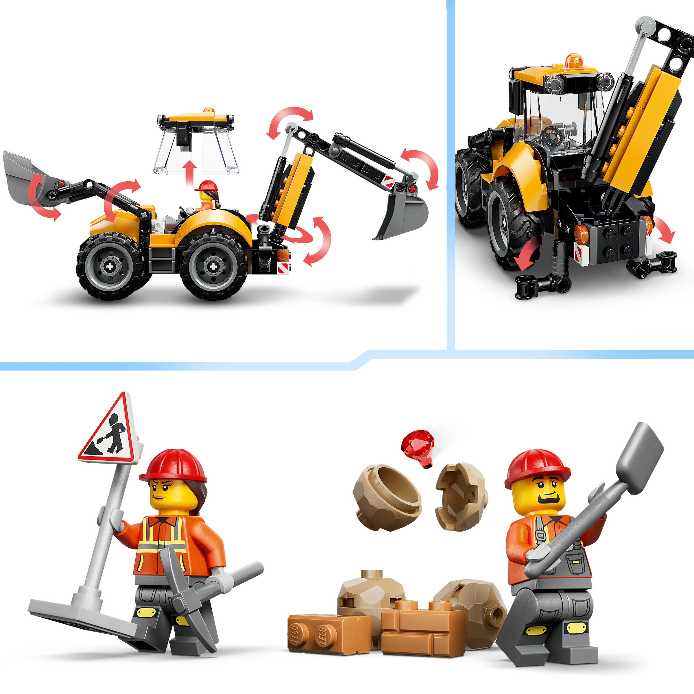 LEGO® Konstruktionsspielsteine »Gelber Baggerlader (60480), LEGO City« Made in Europe