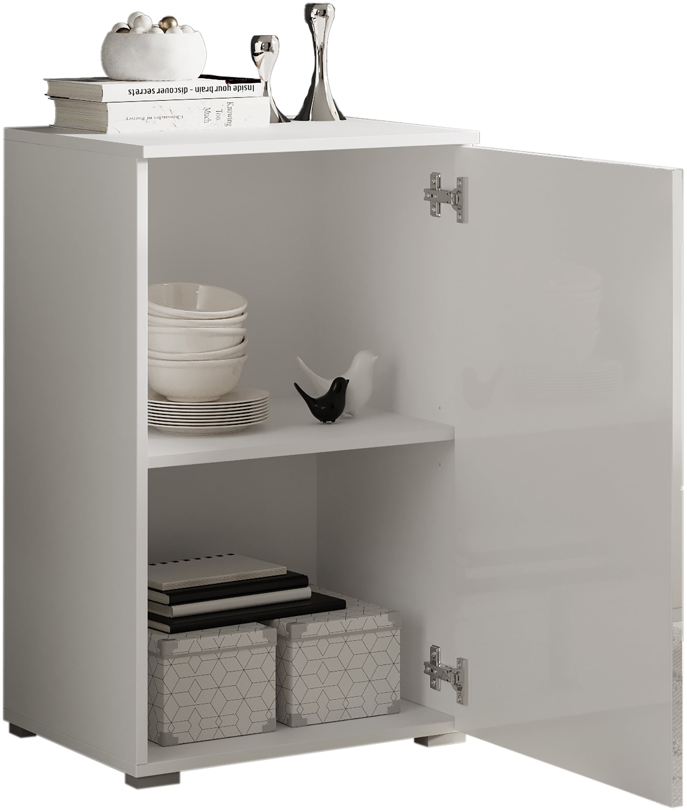 HBZ Kommode »Spice Weiß Hochglanz, BxHxT 50x80x40 cm«, Kommode mit 1 Tür und 1 Einlegeboden verstellbar