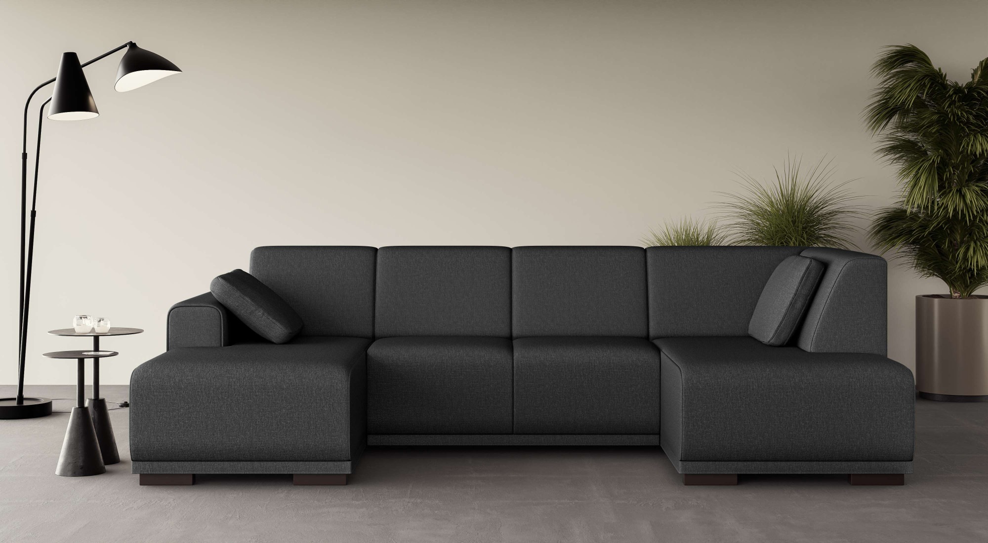 Home affaire Wohnlandschaft »BORNHOLM U-Form mit Recamiere rechts/links, B/T/H: 300/162/85 cm«, U-Form mit Wellenunterfederung, Recamiere rechts oder links bestellbar