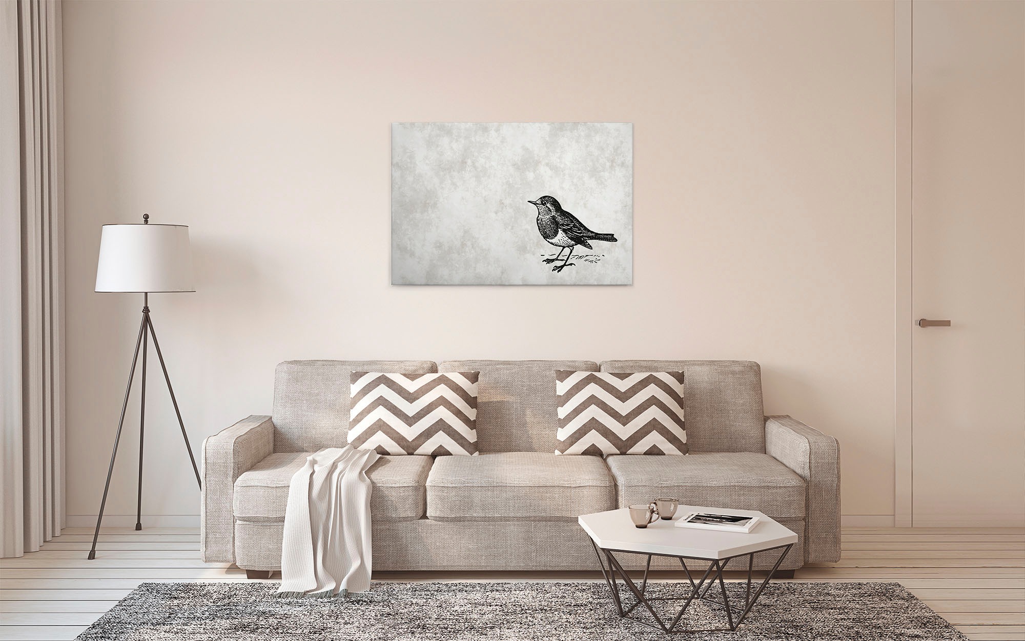 A.S. Création Leinwandbild »sketchpad 5«, Kunst-Vögel-Kinder, (1 St.), Schwarz-Weiß Zeichnung Vogel Keilrahmen Leinwand-Bild Wohnzimmer Wand