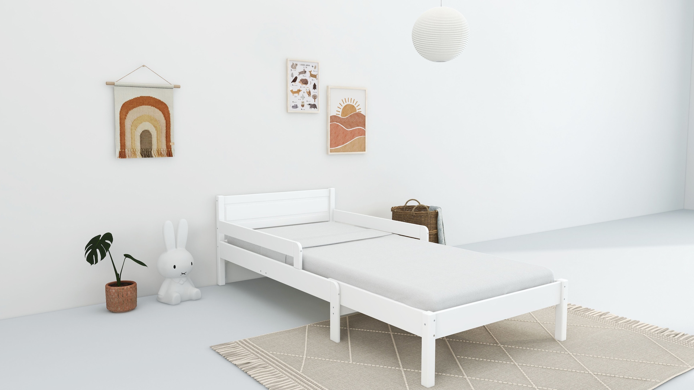 Home affaire Kinderbett »Hero, Massivholzbett, ausziehbar von 140 bis 200 cm, FSC®« 90cm Breite, 140-200cm Liegefläche,  massive Kiefer, mit Lattenrost, zeitlose Optik,  Rausfallschutz