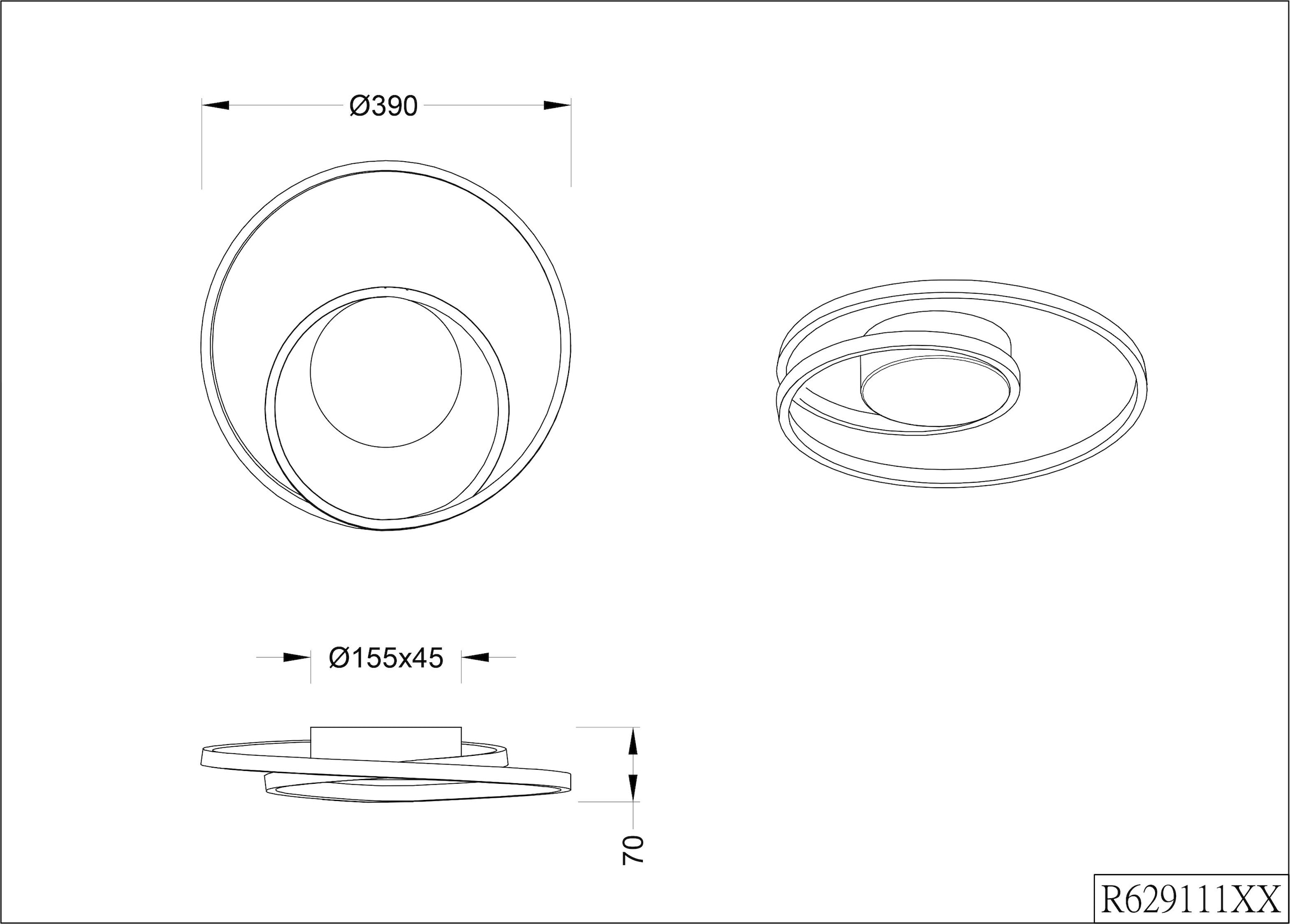 REALITY Leuchten LED Deckenleuchte »Zibal«, 1 flammig, Leuchtmittel LED-Board | LED fest integriert, Switch Dimmer, dimmbar über Wandschalter (100%/50%/25%), Wohnzimmer