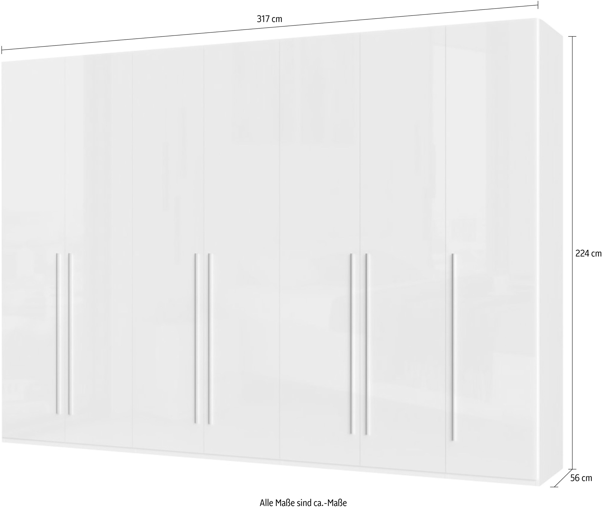 Places of Style Kleiderschrank »Piano, UV lackiert, hochglänzend in beige oder weiß, FSC-zertifiziert«, (Made in Europe), in vielen Breiten, Höhe 224cm, mit Soft-Close Funktion