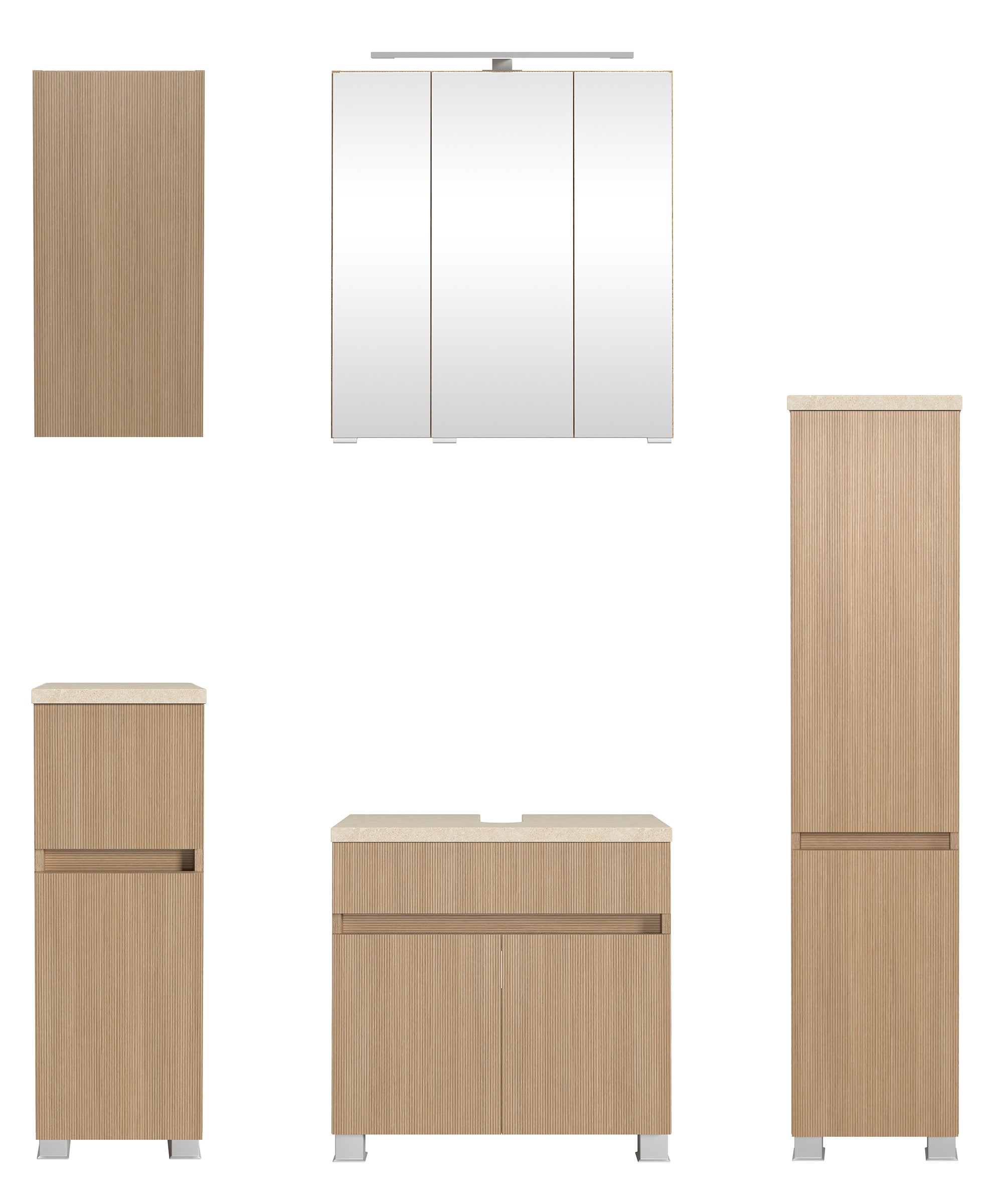 welltime Badmöbel-Set »EIXO, 5tlg.-Set: Spiegelschrank, Unterbeckenschrank günstig online kaufen