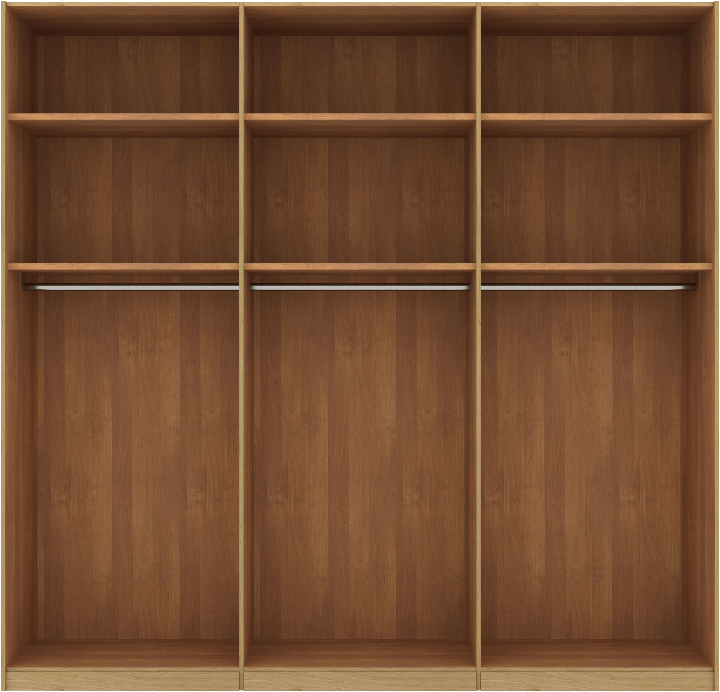 Musterring Schwebetürenschrank »Savona, Kleiderschrank, Schrank, Garderobe, mit Schiebetüren«, (Teilmassiv Bianco-Eiche, mit Spiegel oder Glas, MADE IN GERMANY), Türen Bianco-Eiche massiv, Spiegel-/Glastüren, eingelegte Chromleiste