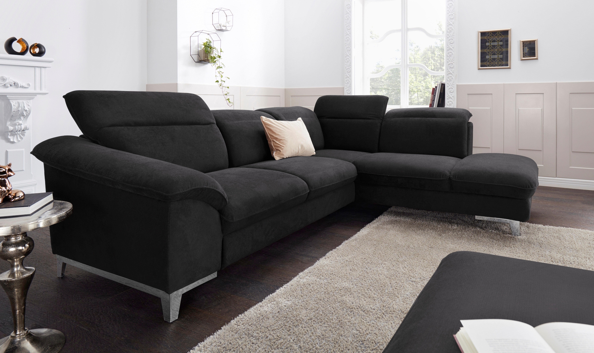 COTTA Polstergarnitur Teresa, (Set), Set: bestehend aus Ecksofa und Hocker, günstig online kaufen