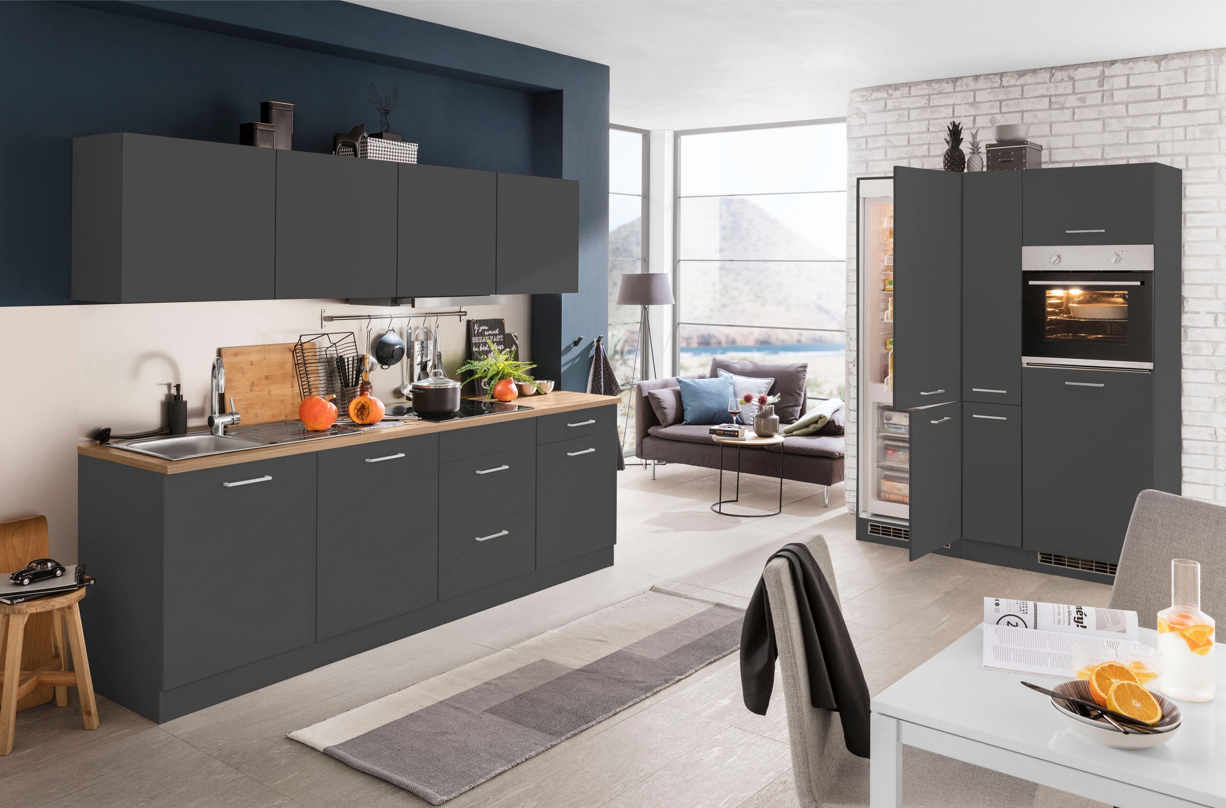 KOCHSTATION Küchenzeile "KS-Kehl", mit E-Geräten, Breite 390 cm, inkl. Kühl günstig online kaufen