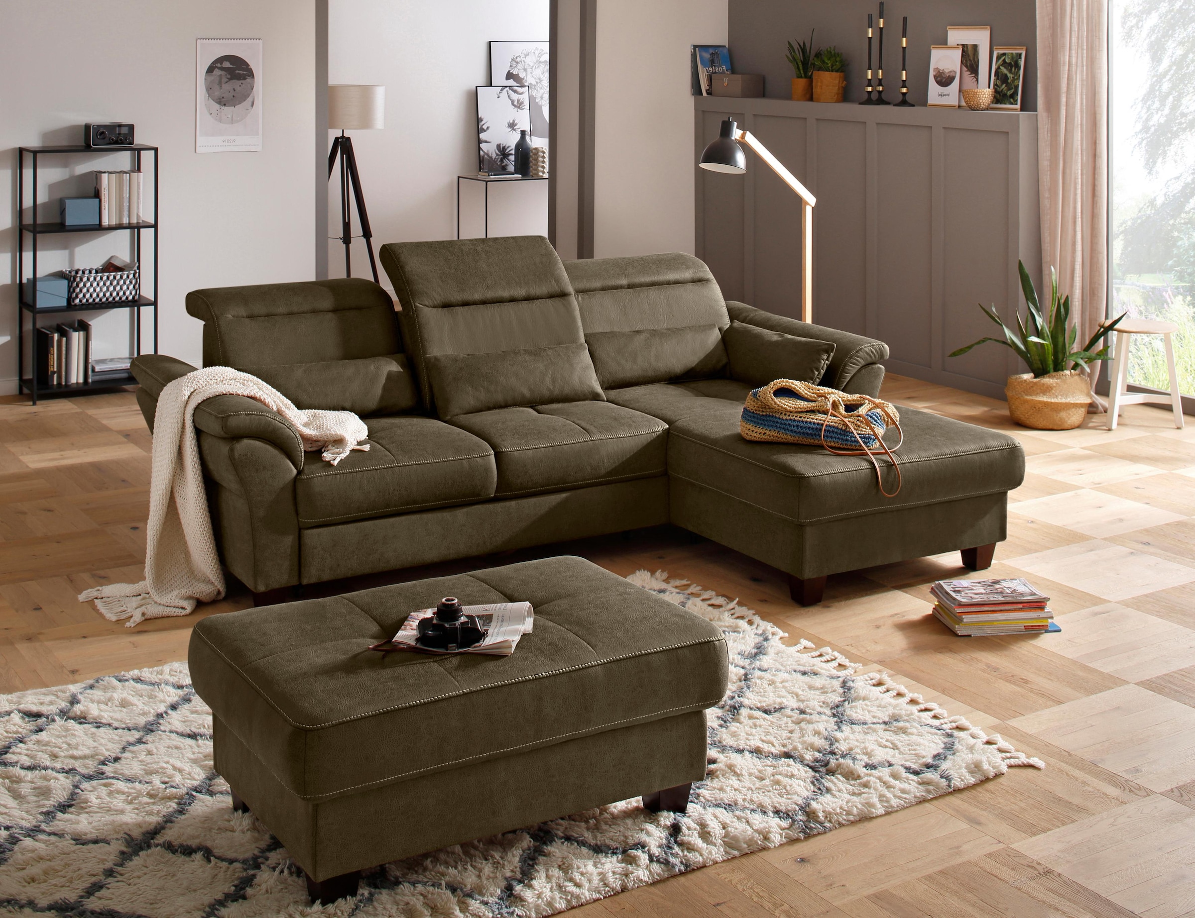 Home affaire Ecksofa »Solvei L-Form« mit Recamierenabschluß und Sitztiefenv günstig online kaufen