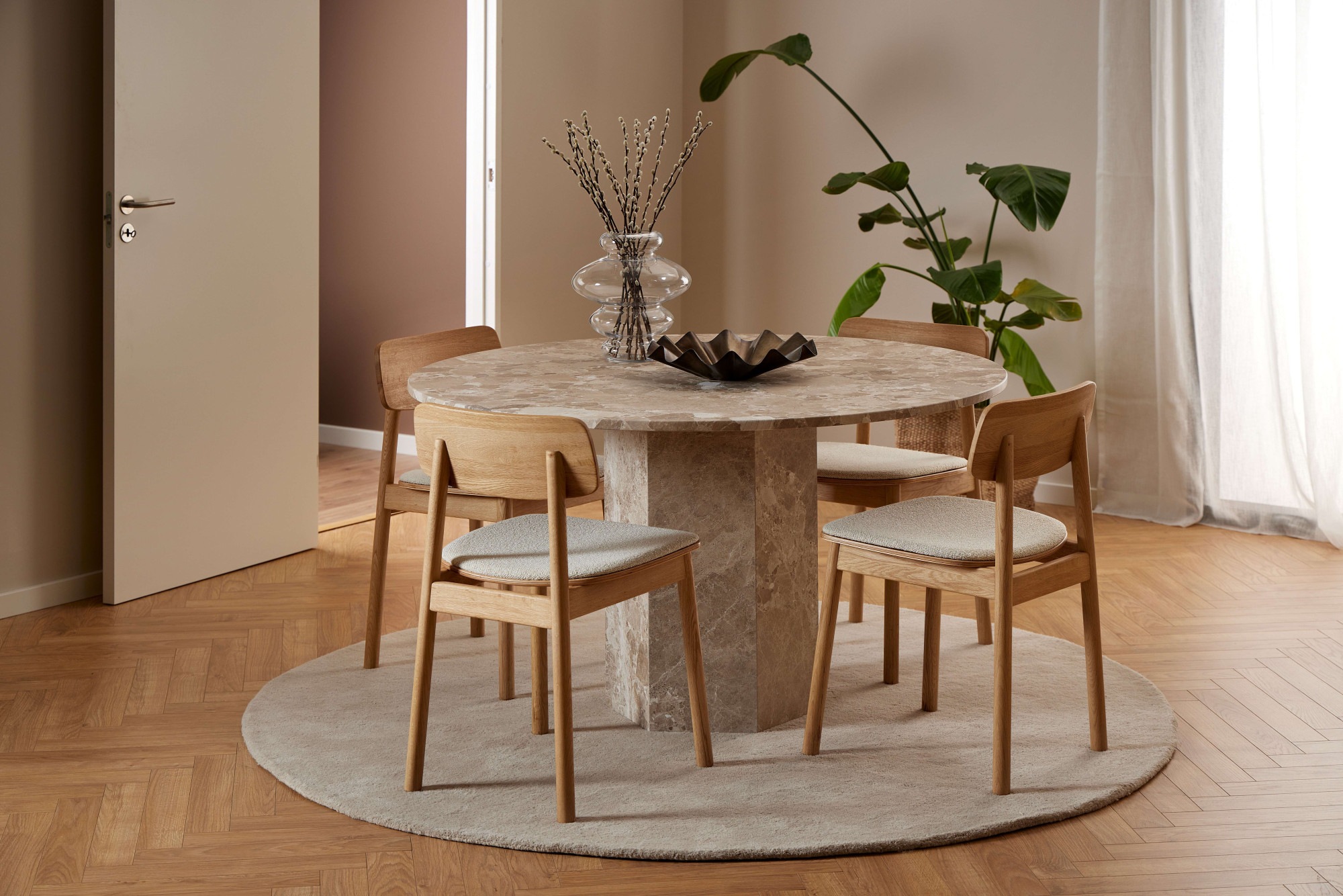 ACTONA GROUP Esstisch »Naxos«, Rund Esstisch, matt Latte lackiert Marmor, Ø günstig online kaufen