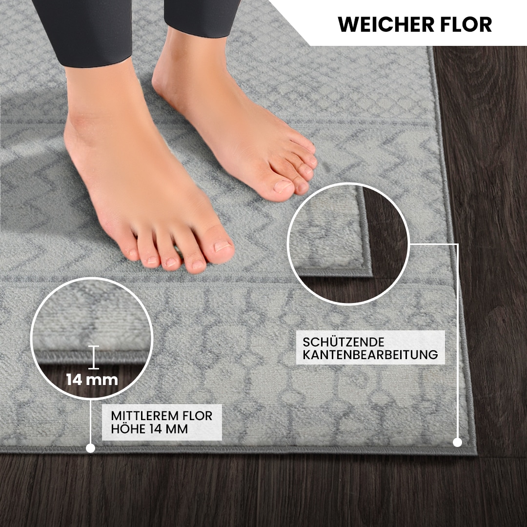Livabliss Teppich »CIXI«, rechteckig, 11 mm Höhe, Skandinavischer Teppich, Kurzflor Boho-Wohnzimmerteppich, Läufer