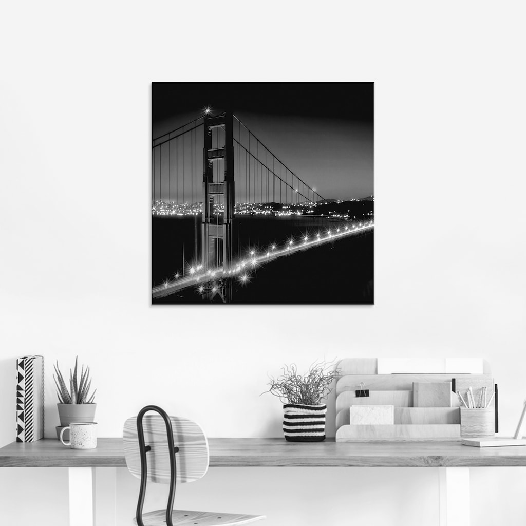 Artland Glasbild »Golden Gate Bridge am Abend I«, Amerika, (1 St.)