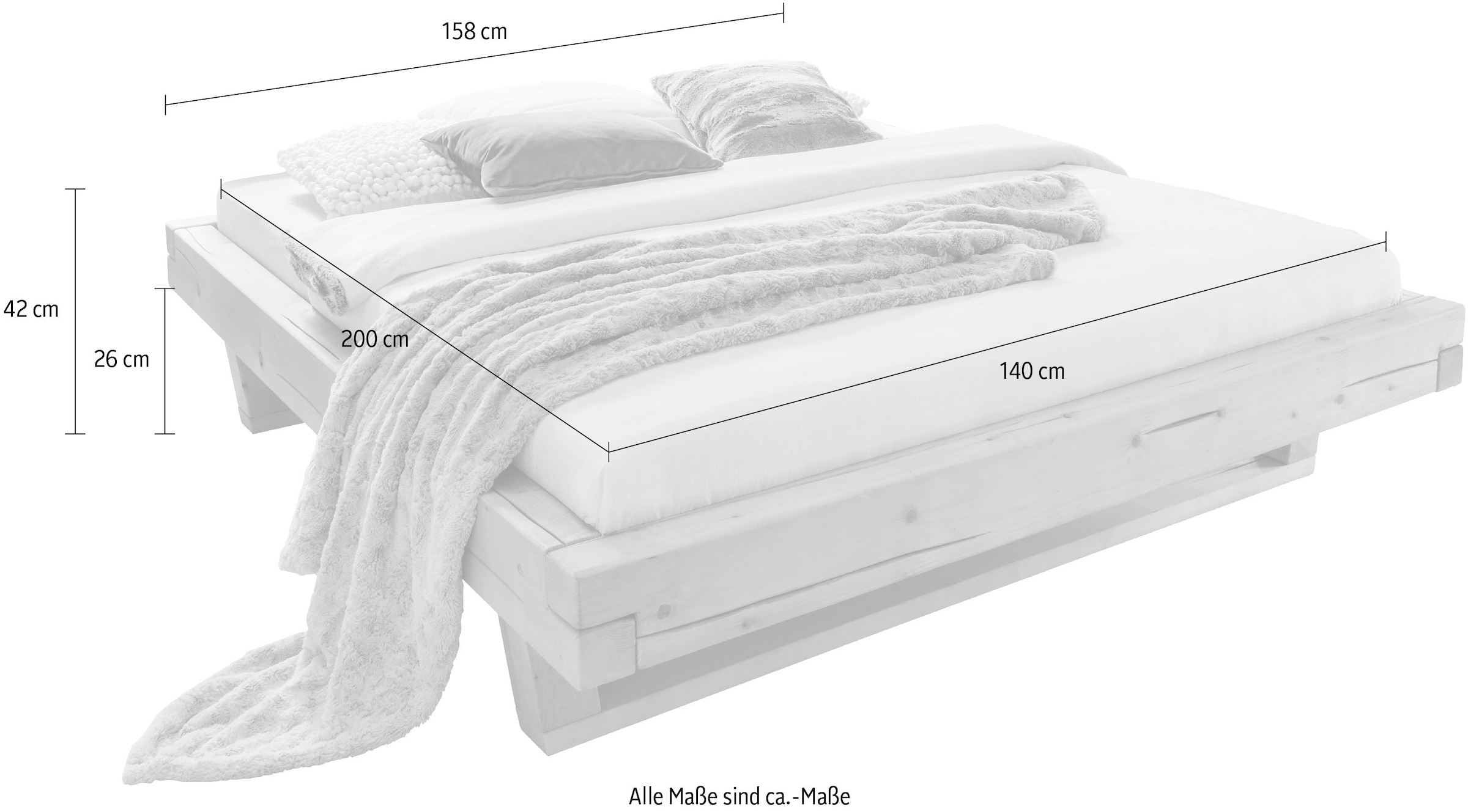 3. Bild von Home affaire Massivholzbett »Ultima«, (3 tlg.), Altholz mit gewollten Wuchsrissen, ohne Kopfteil