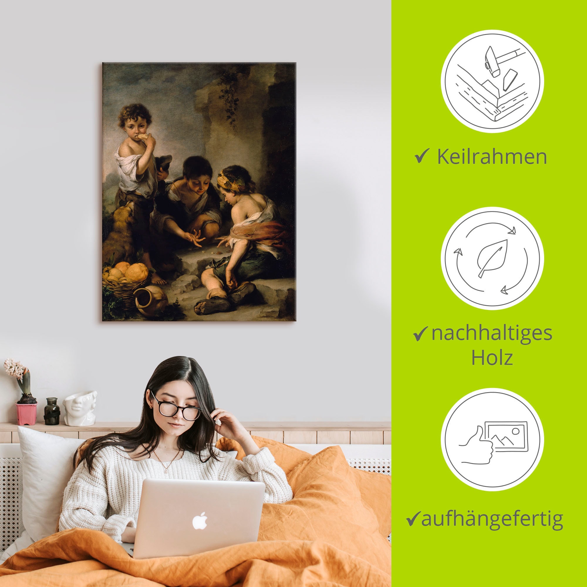 Artland Wandbild »Buben beim Würfelspiel. Um 1670/1675.«, Kind, (1 St.), als Leinwandbild, Poster in verschied. Größen