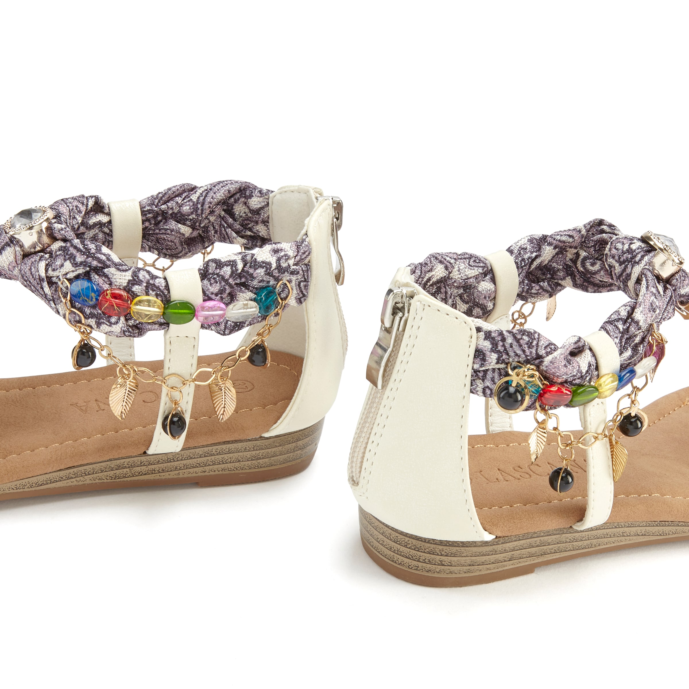 LASCANA Sandale »Sommerschuh, Sandalette,«, mit Schmuckkettchen und Schmucksteinen im Festival-Look VEGAN