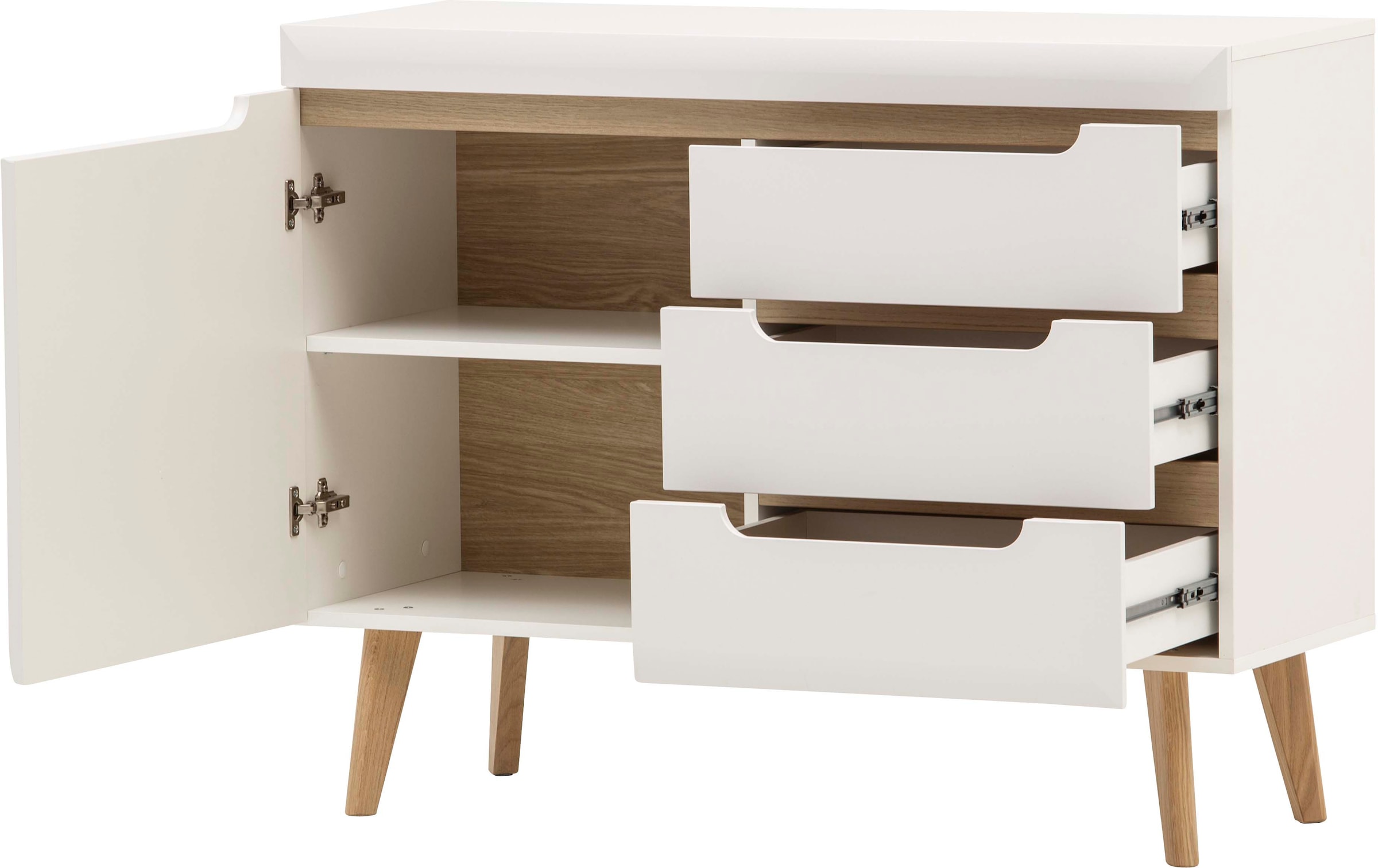 Home affaire Garderoben-Set »Torge, Garderobe mit Stauraum, Garderobenschrank im Scandic Design«, (Set, 3 St.), enthält Sideboard, Garderobe mit Spiegel und Wandboard, in zwei Farben