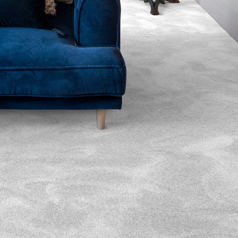 ANDIAMO Teppichboden »Levin, Velours, Made in Belgium« rechteckig 10 mm Höhe Uni Farben, Breite 400 cm oder 500 cm, weiche Qualität hellgrau